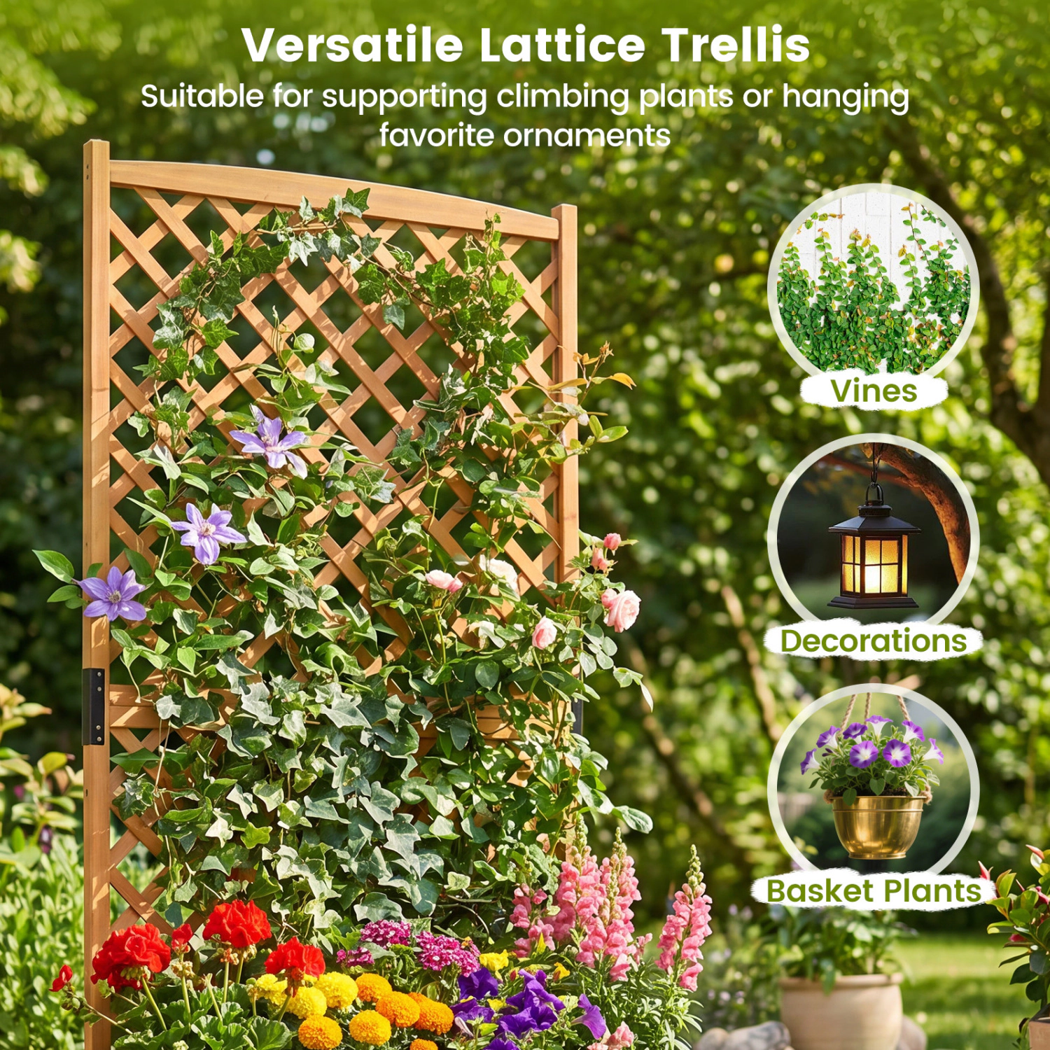 LJG Planter Raised Bed with Trellis for Plant Flower Climbing