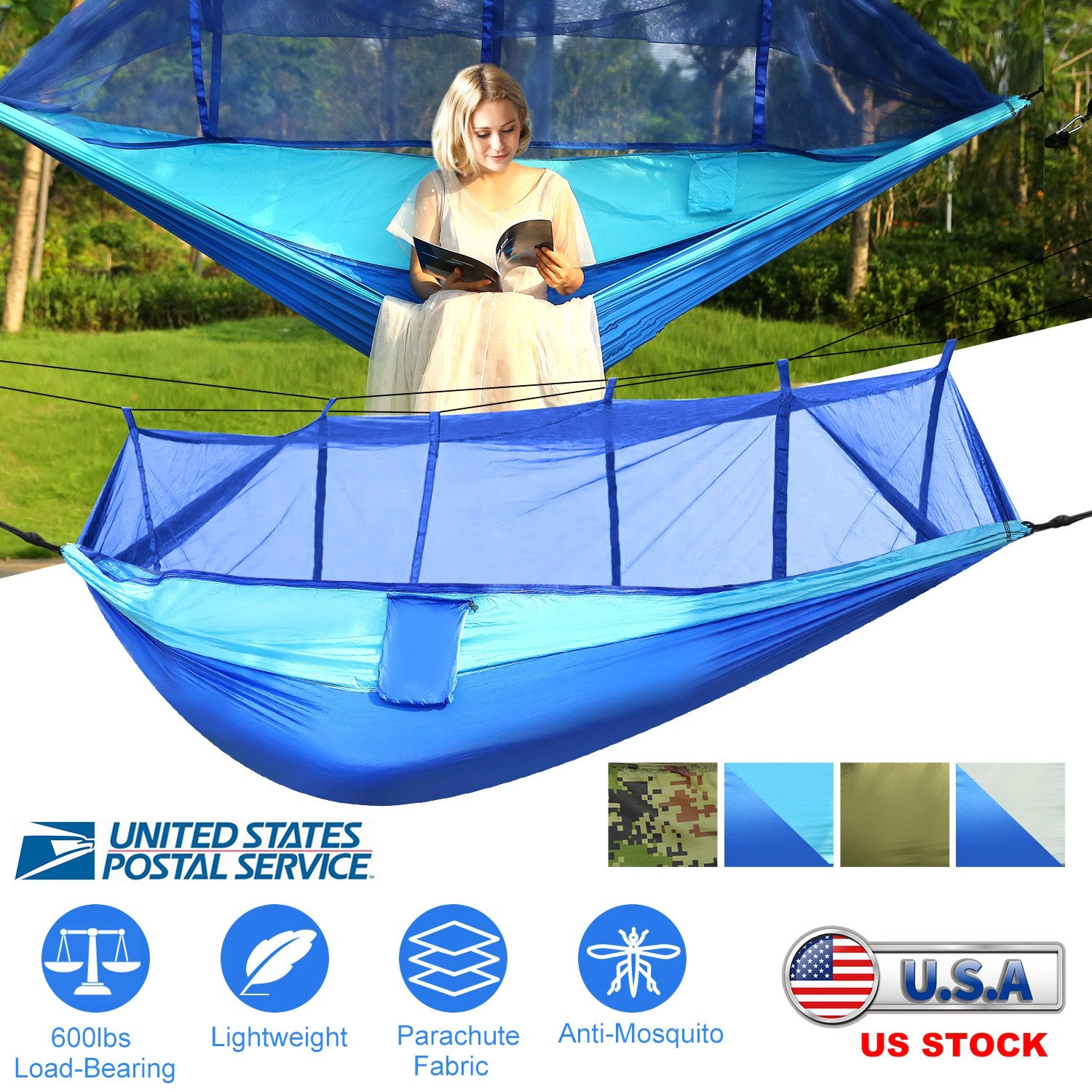 GBruno 2-Person Camping Hammock With Mosquito Net