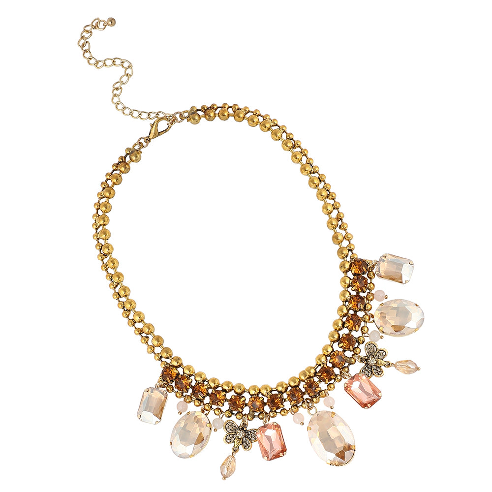 SOHI Women's Gold Plated Crystal Statement Necklace