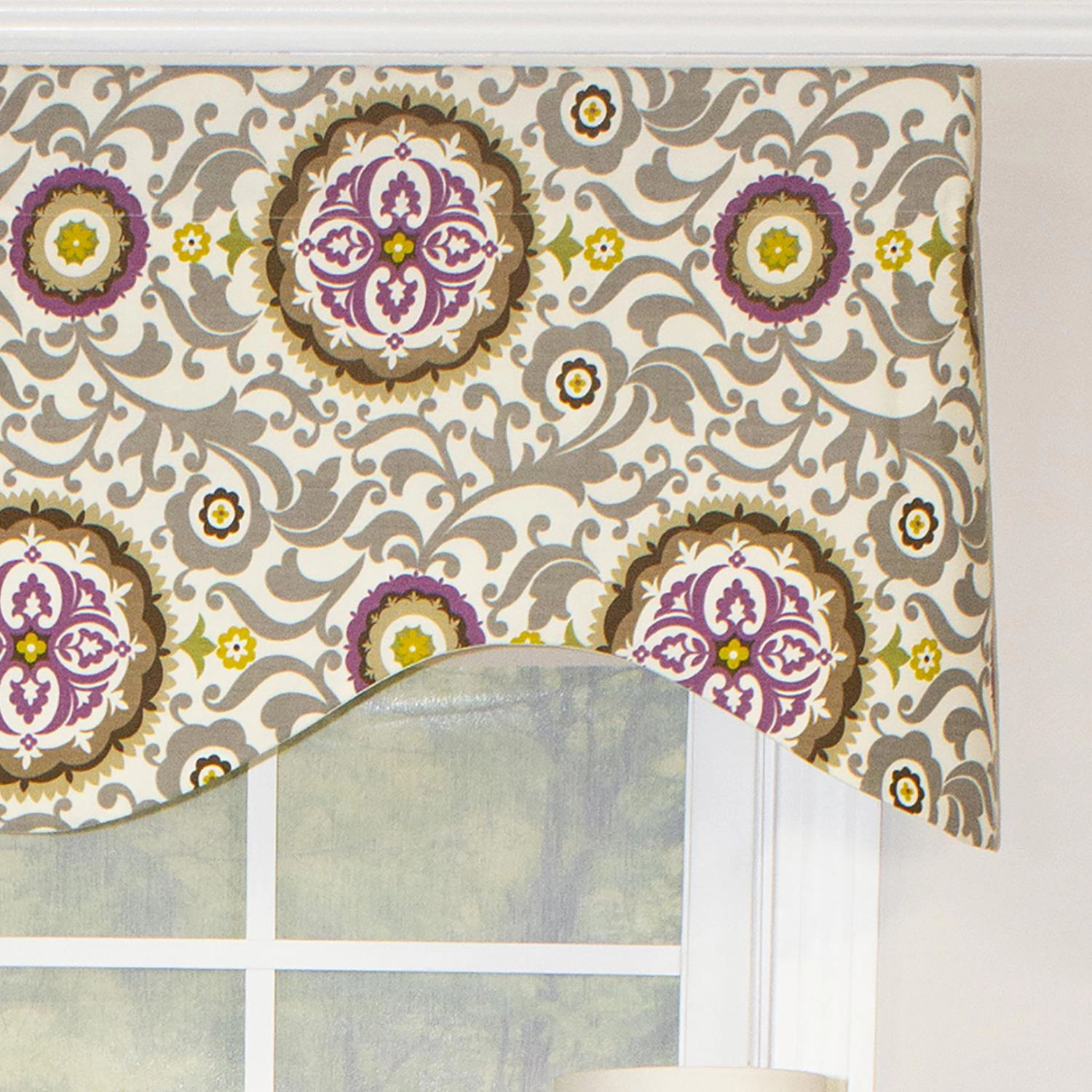 RLF Home Celestial Cornice 100% Cotton with Fully Lined 3" Rod Pocket Valnance for Windows 50" x 17" Sterling