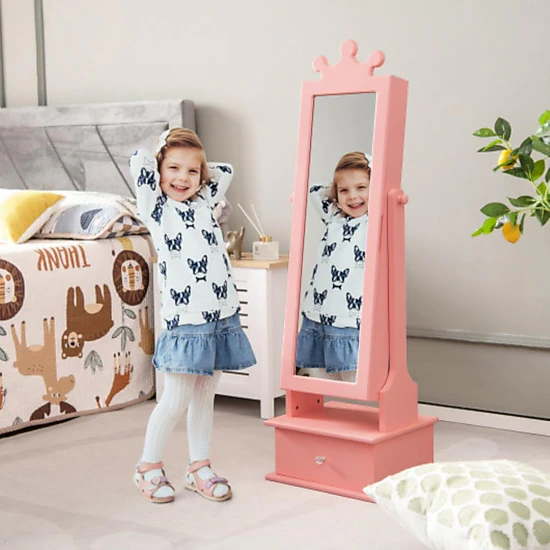 Hivvago 2-In-1 Kids Play Jewelry Armoire With Full Length Mirror
