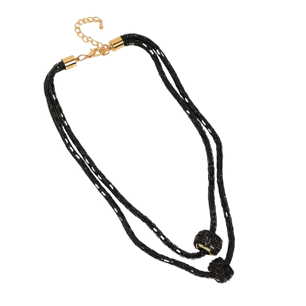 SOHI Women's Onyx Black the Mirror Multi-Layer Necklace