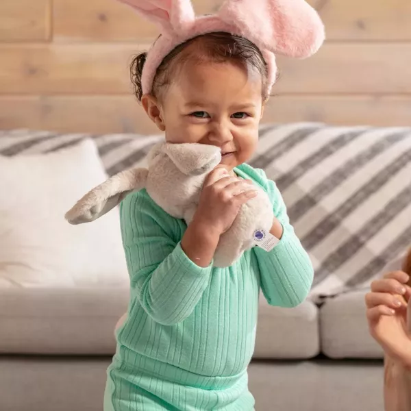 Sperric Easter Plush Bunny & Silicone Teether Set, Cute Plush Bunny w/ Carrot & Basket Teethers- Sensory & Soothing Gift