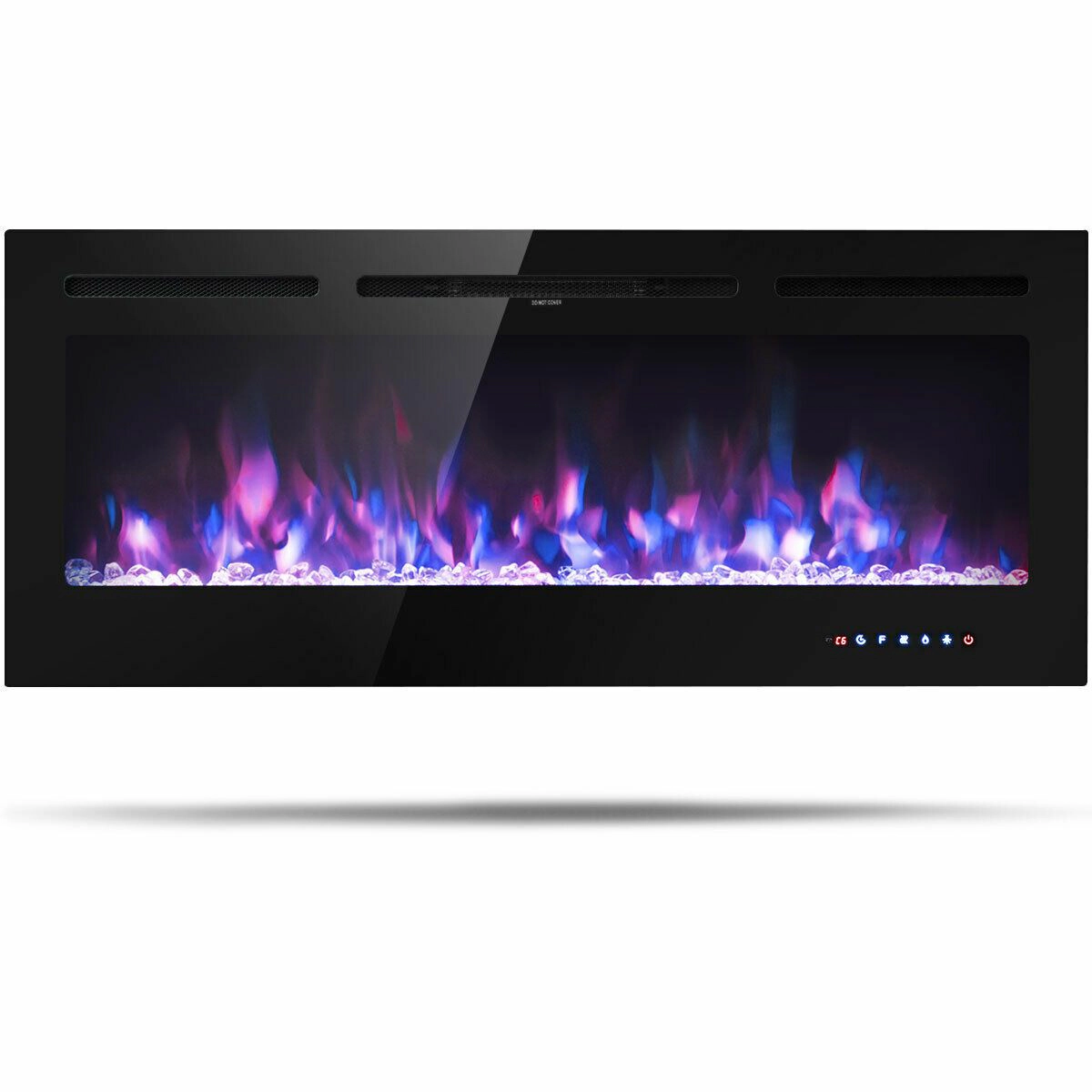 SlickBlue Black Wall Mounted Electric Fireplace Heater, 1500W, 9 Flame Colors, LED Screen, Remote