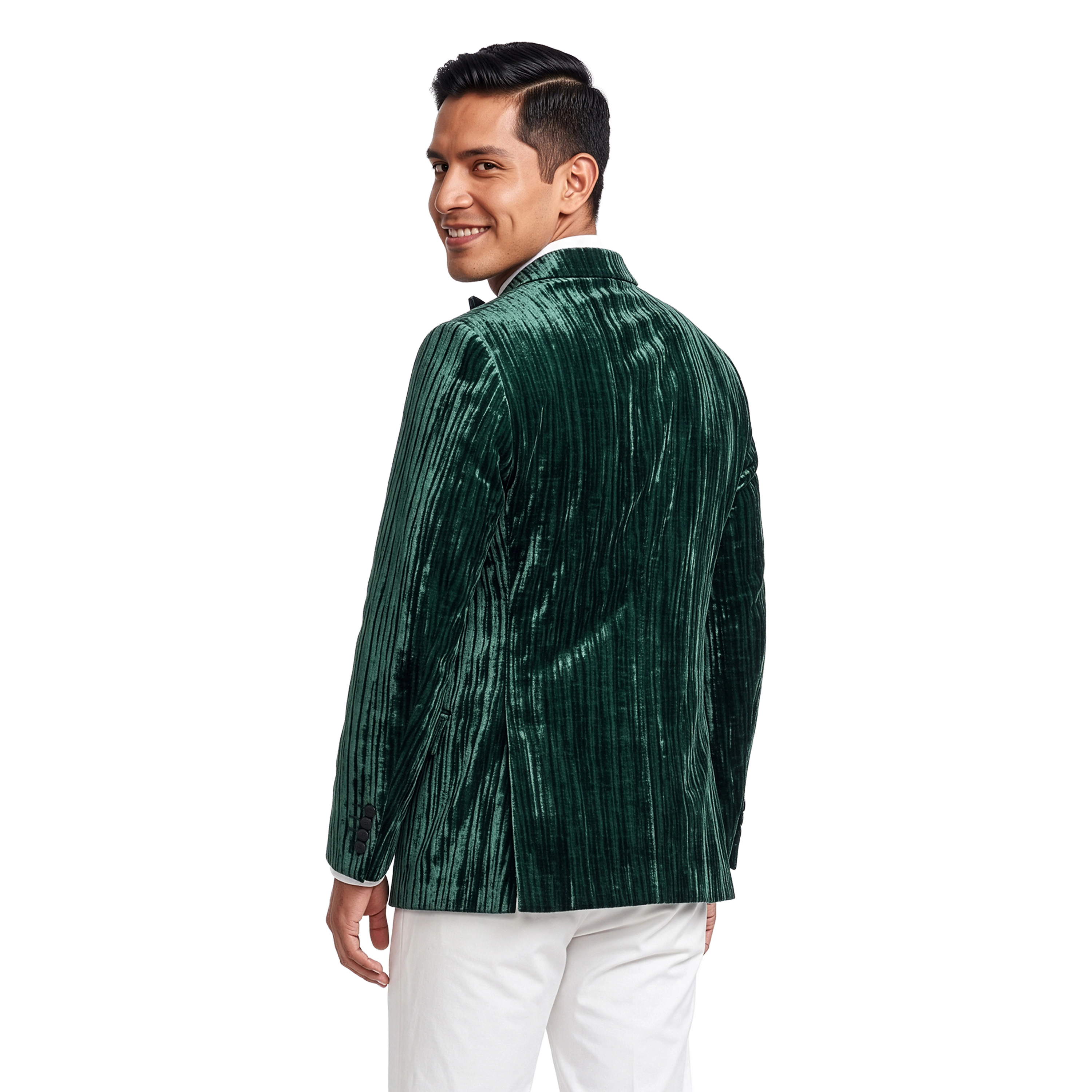 Tazzio Mens Velvet Satin Peak Lapel Tuxedo Jacket
