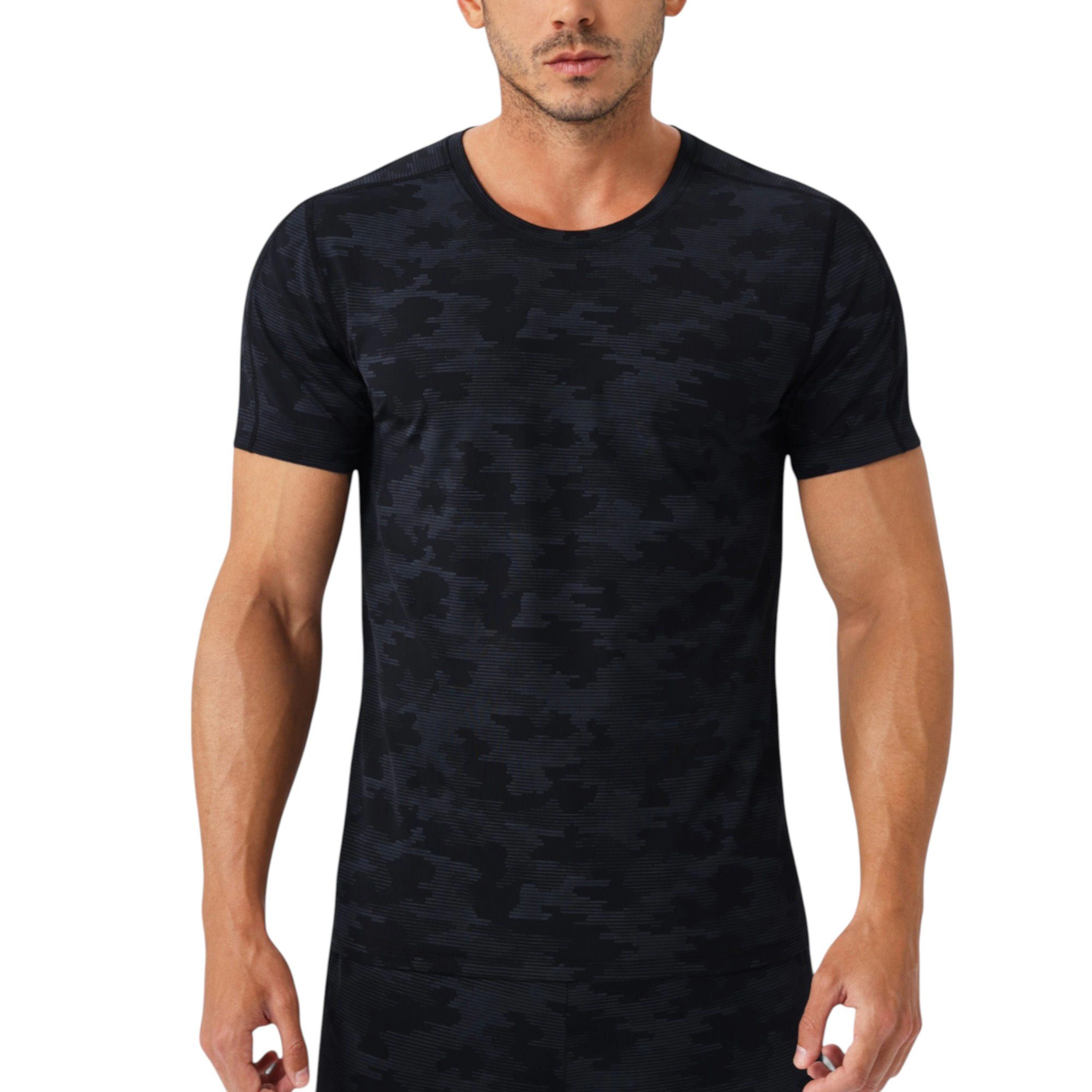 Anna-Kaci Men's Camo Print Short Sleeve Performance Tee with Quick-Dry Lightweight Stretch Fabric