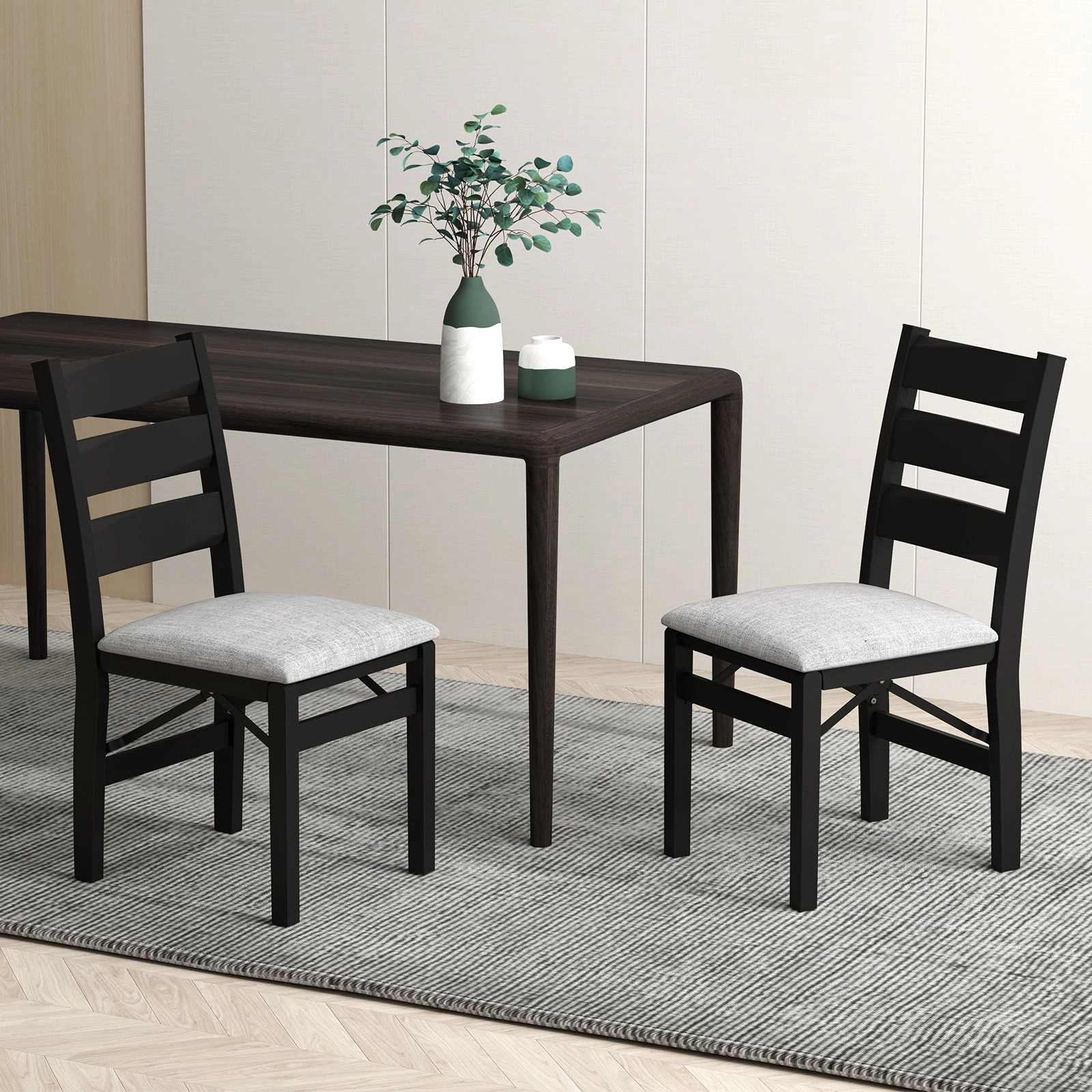 SlickBlue Upholstered Folding Dining Chairs, Padded Linen Seat