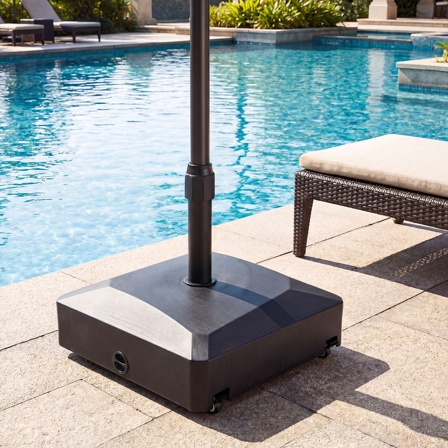 Slickblue Fillable Rolling Patio Umbrella Base with Locking Wheels for Market Umbrellas