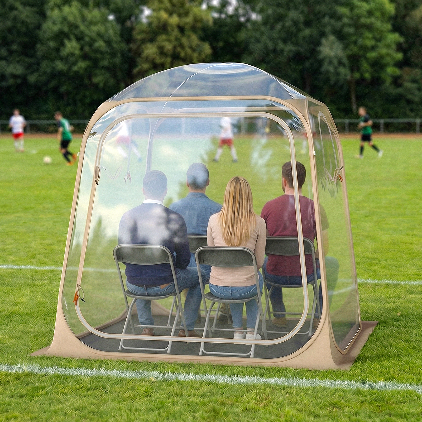 LJG 7 x 7 FT Pop up Sports Tent Clear Bubble Tent All-Weather Waterproof Pod with Sealed Floor
