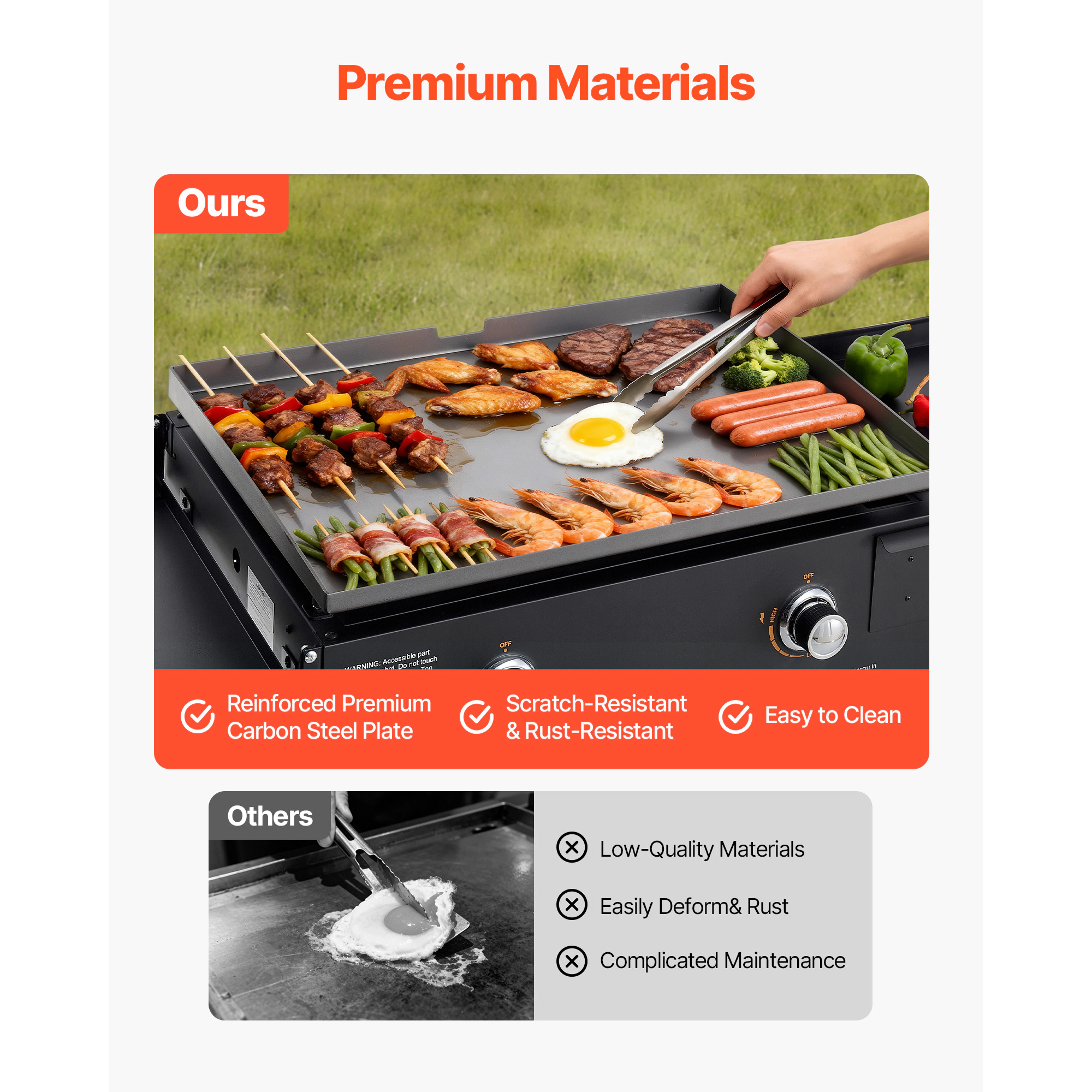 HONGGE Gas Griddle Flat Top Grill Plate Foldable Propane Griddle with Wheels Outdoor Flat Top Grills for Pan-Frying
