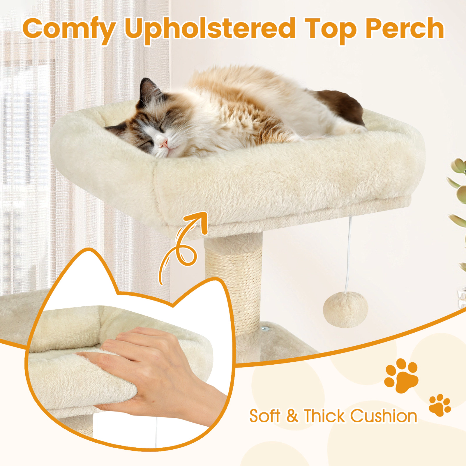 SUGIFT 58 Cat Tree Tower with Padded Top Perch Hammock and Sisal Posts