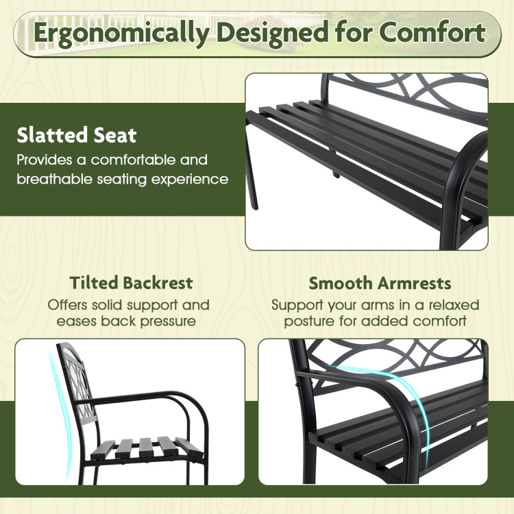 Hivvago Garden Bench With Curved Armrests And Backrest