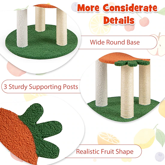 Glintex 39-Inch Fruit-Themed Cat Tree with Rotatable Side Basket and Sisal Posts, Red