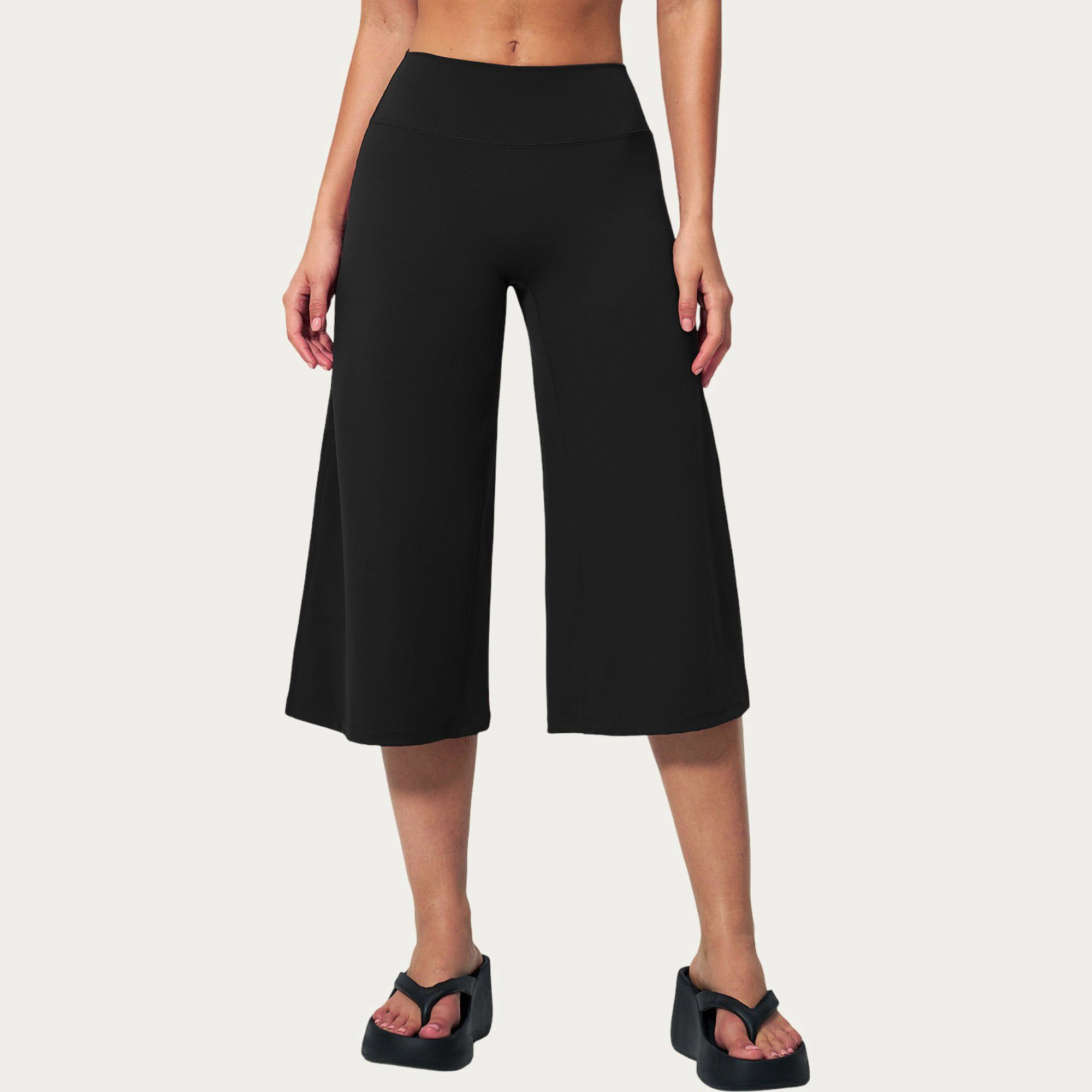 Anna-Kaci Women's High-Waist Capri Wide-Leg Pants with Smooth Stretch Fabric and Relaxed Fit