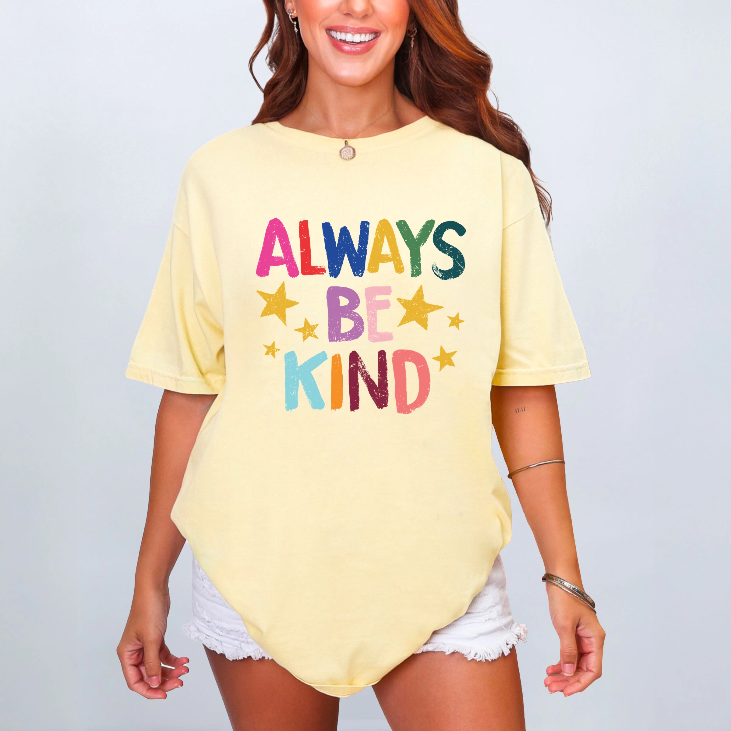 Simply Sage Market - Always Be Kind Stars Women's Garment Dyed Graphic T-Shirt