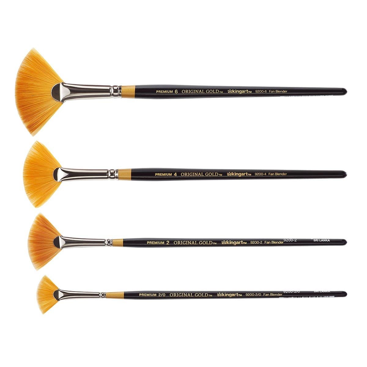 KINGART Original Gold 9200 Fan Blender Brush Set - 4 Pc