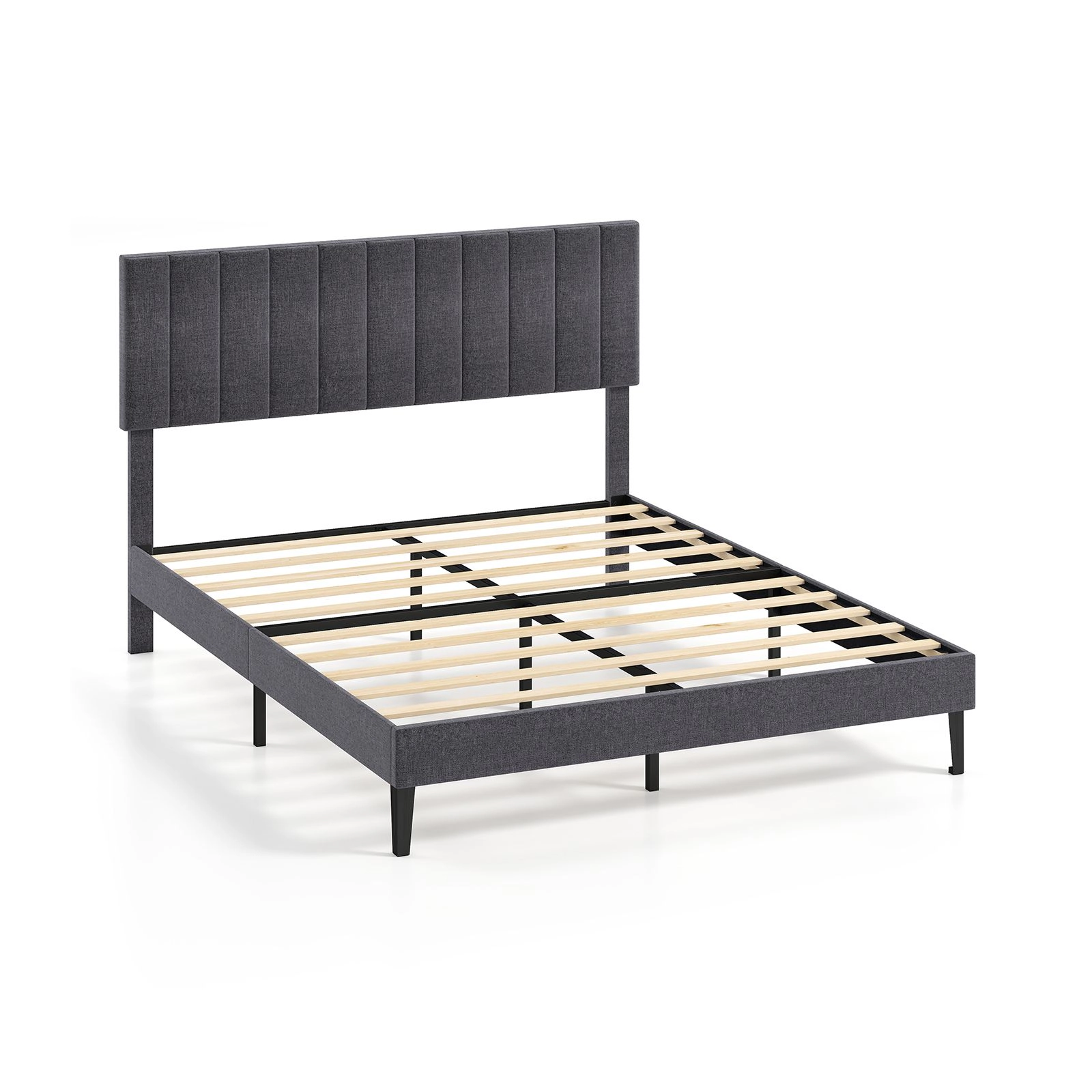 SlickBlue Upholstered Platform Bed Frame with Adjustable Headboard