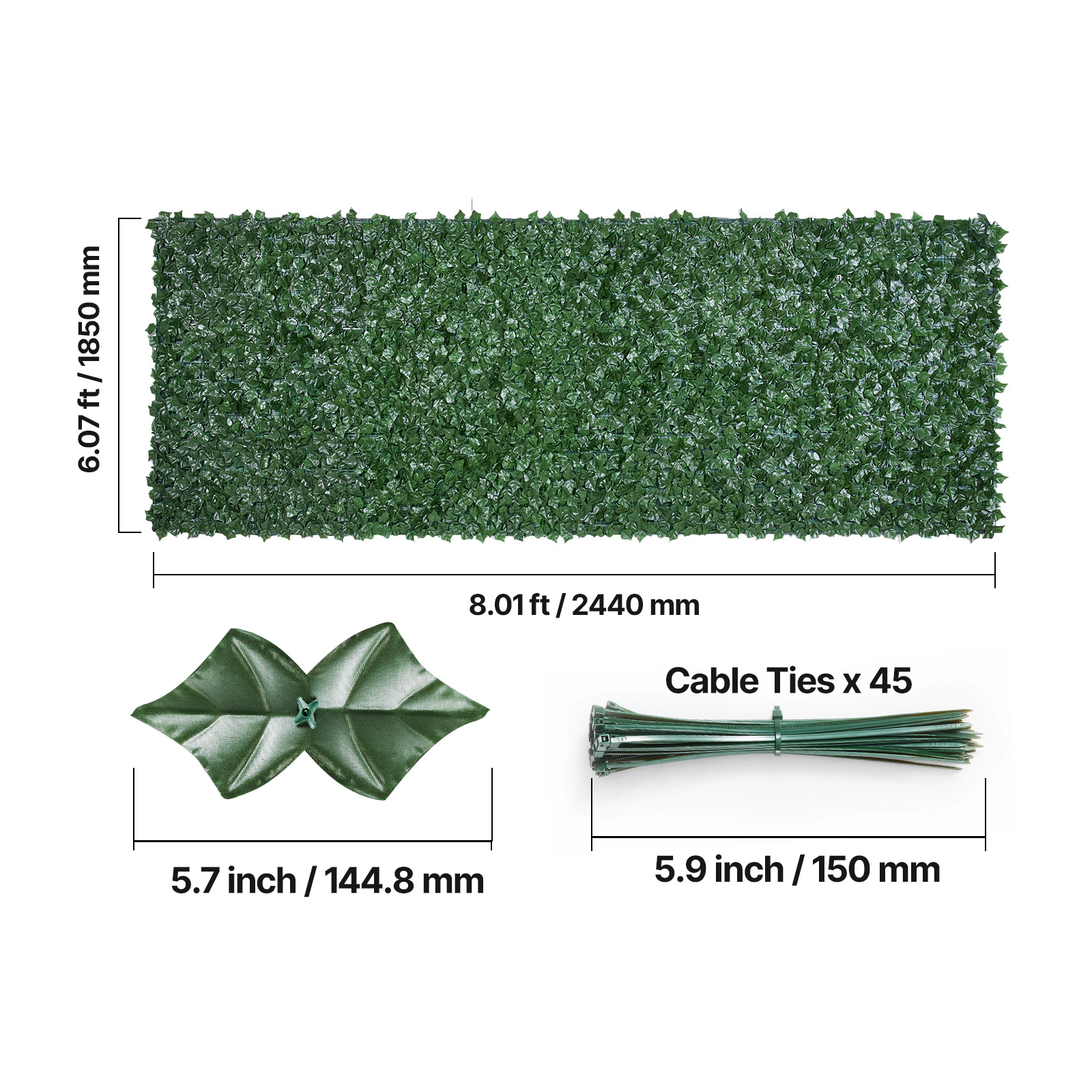 HONGGE Ivy Privacy Fence Artificial Green Wall Screen Greenery Ivy Fence Mesh Cloth Backing and Strengthened Joint Faux