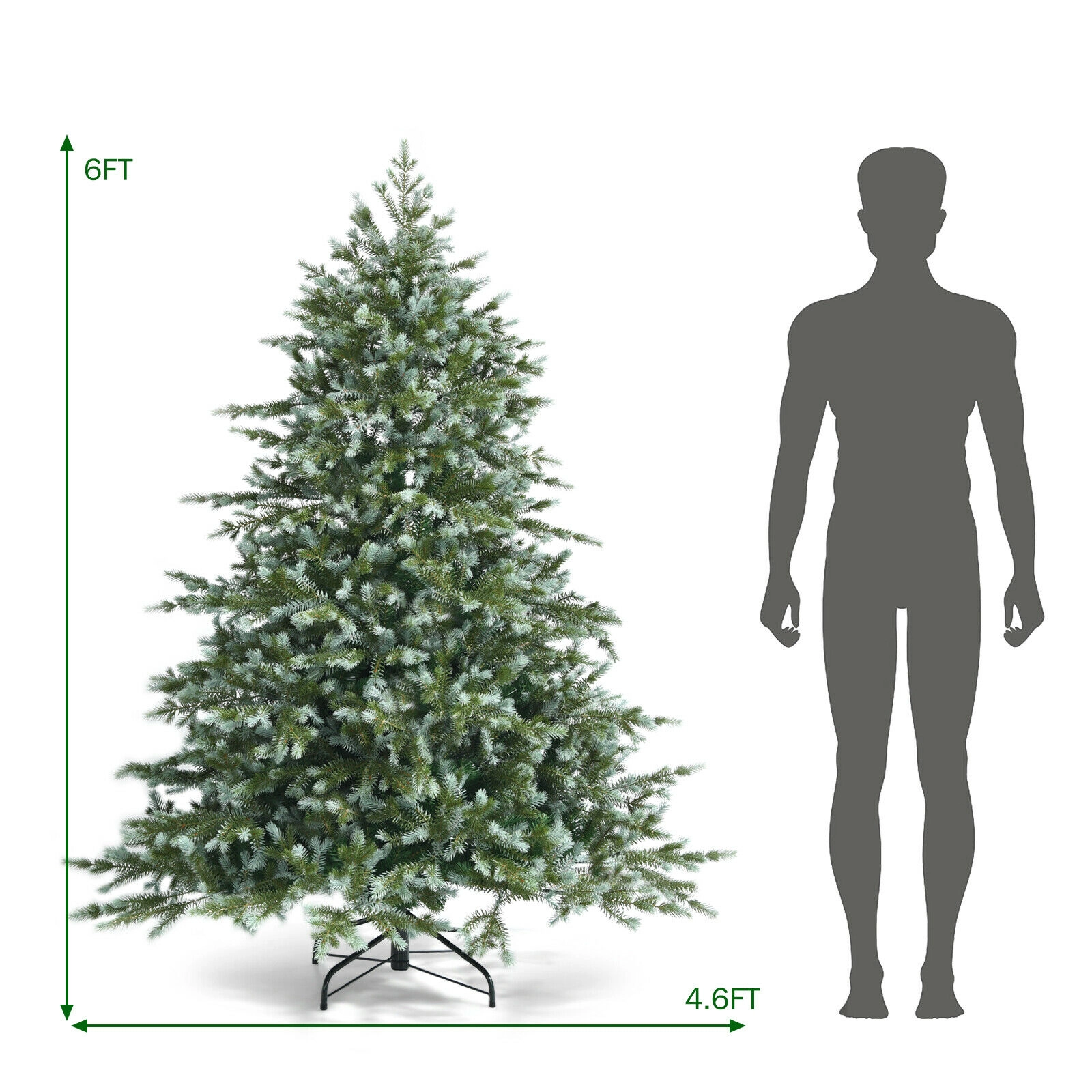 LJG 6 Feet Artificial Christmas Spruce Hinged Tree