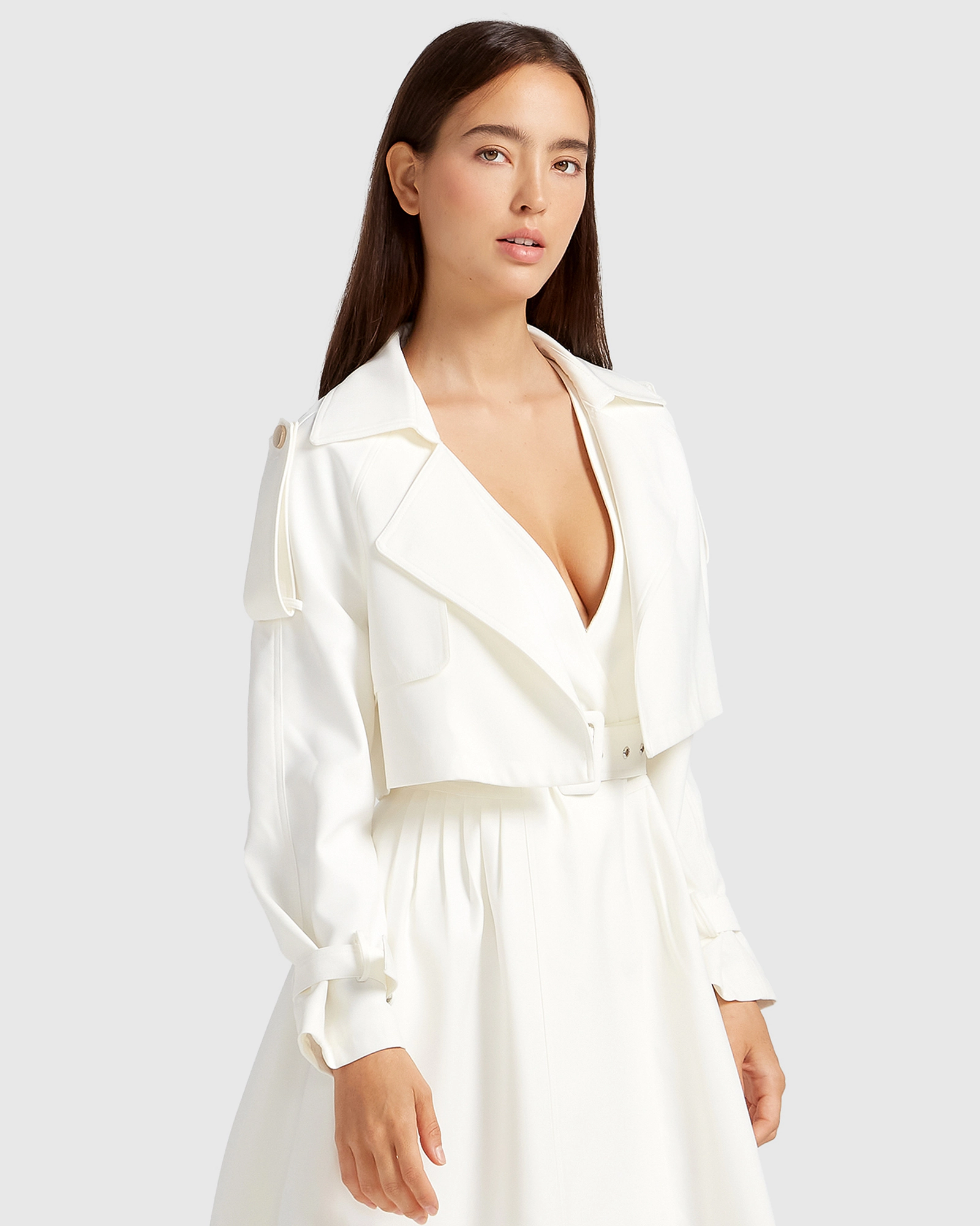 Belle & Bloom Womens Manhattan Cropped Trench