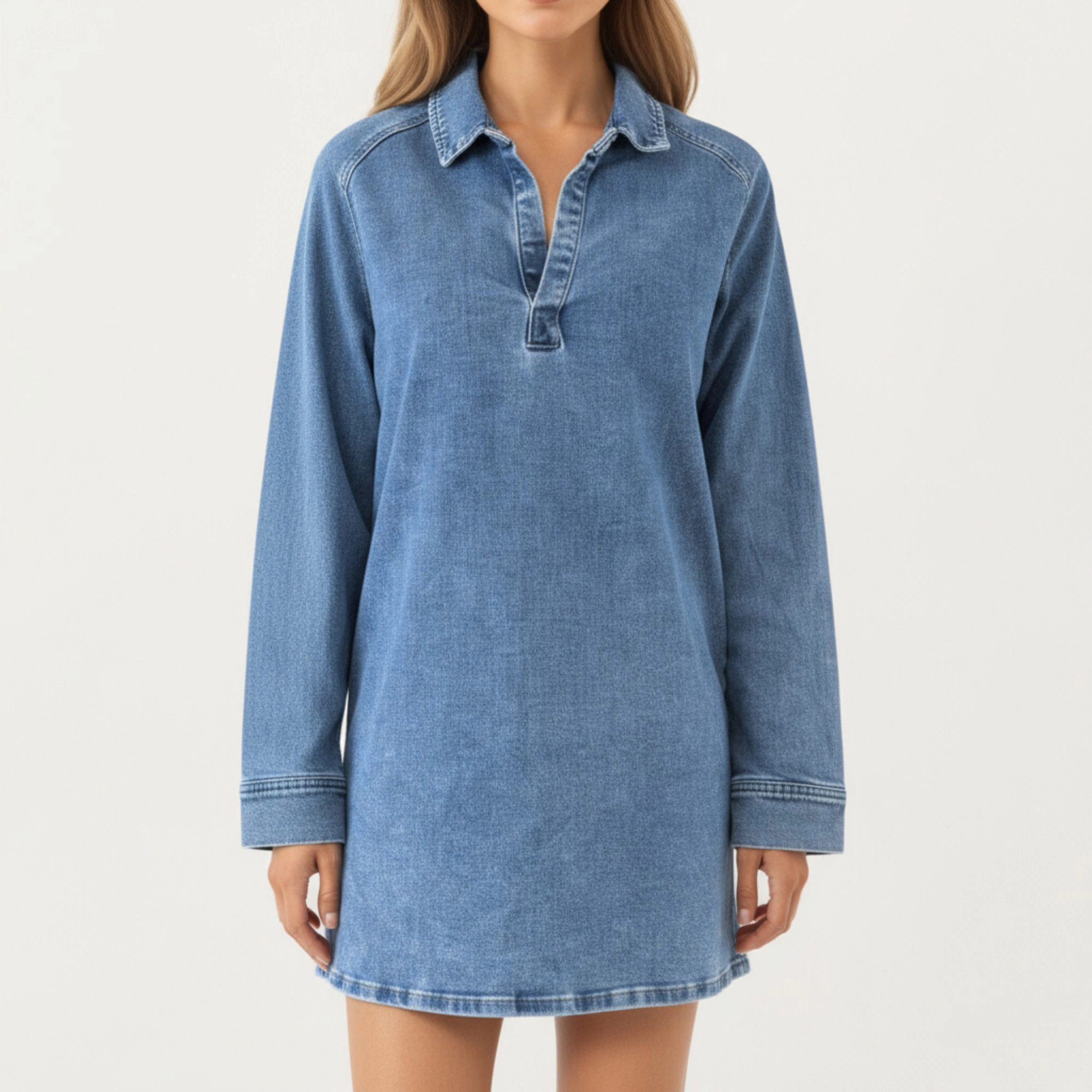 Anna-Kaci Women's Puff Sleeve Denim A-Line Babydoll Dress