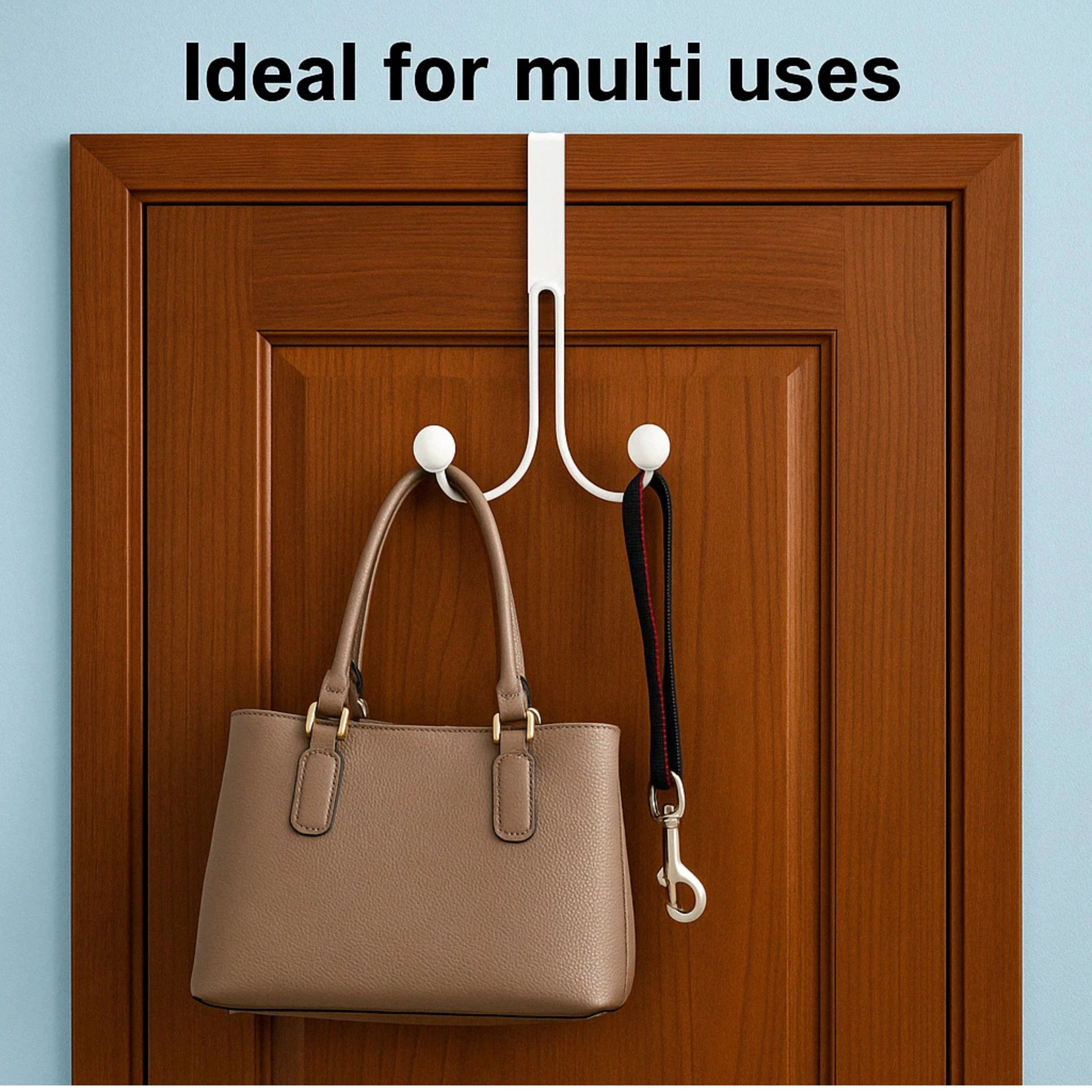 Home Collection White Metal Over the Door Hooks for Coats, Towels & Bags Pack of 4