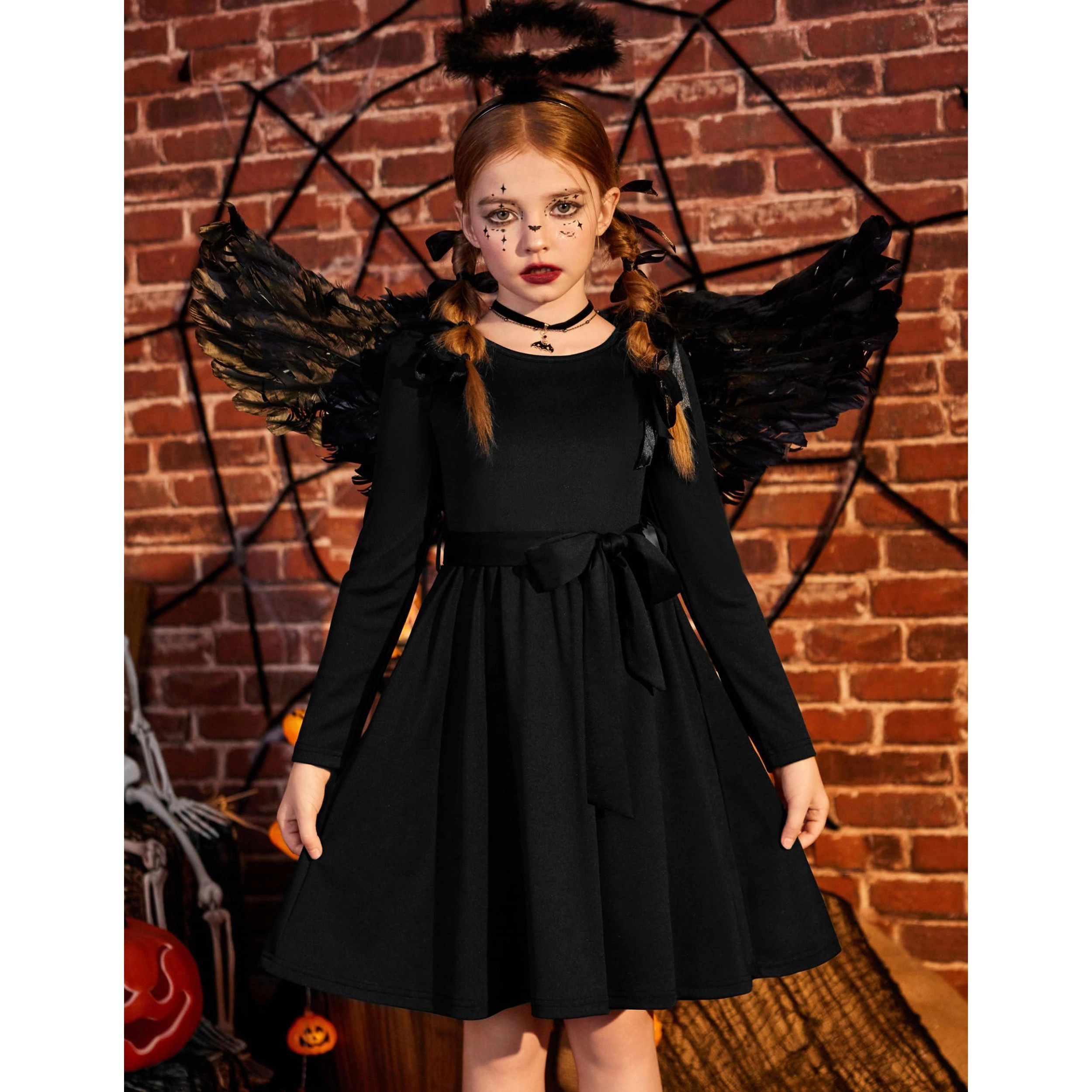 Arshiner Girls Dress Long Sleeve Knee Length Elegant Tween