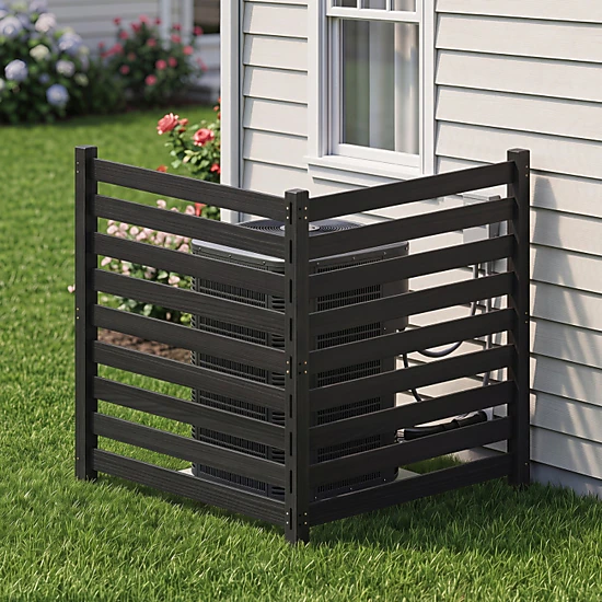 SUGIFT 2-Panel Fir Wood Outdoor Privacy Fence with Ground Stakes 38.5 x ...