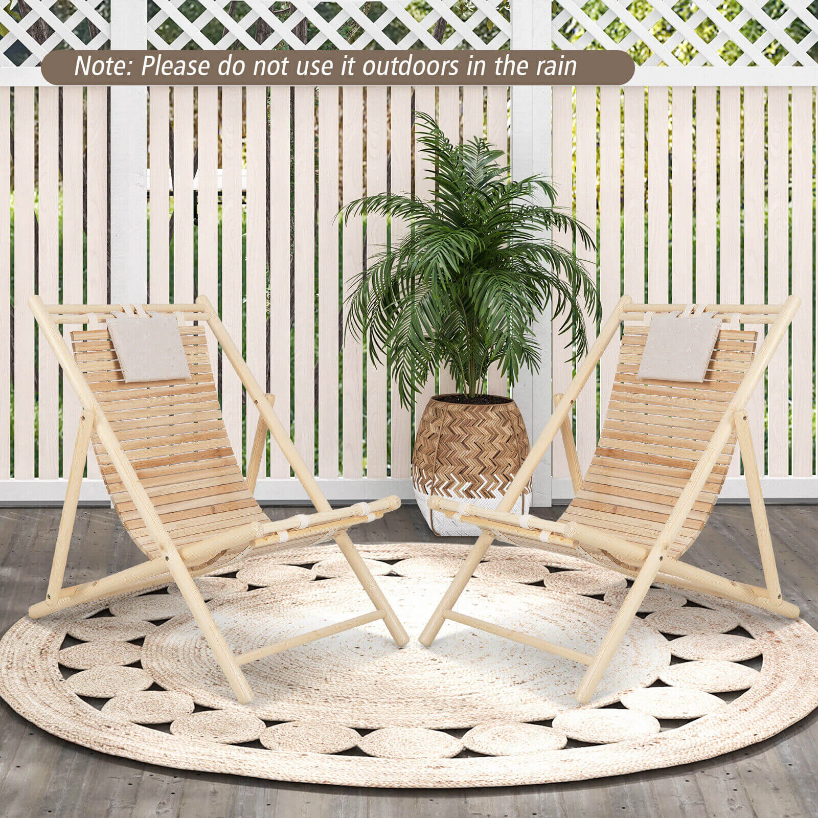 LJG Solid Fir Wood Lounge Chair with 3-Level Adjustable