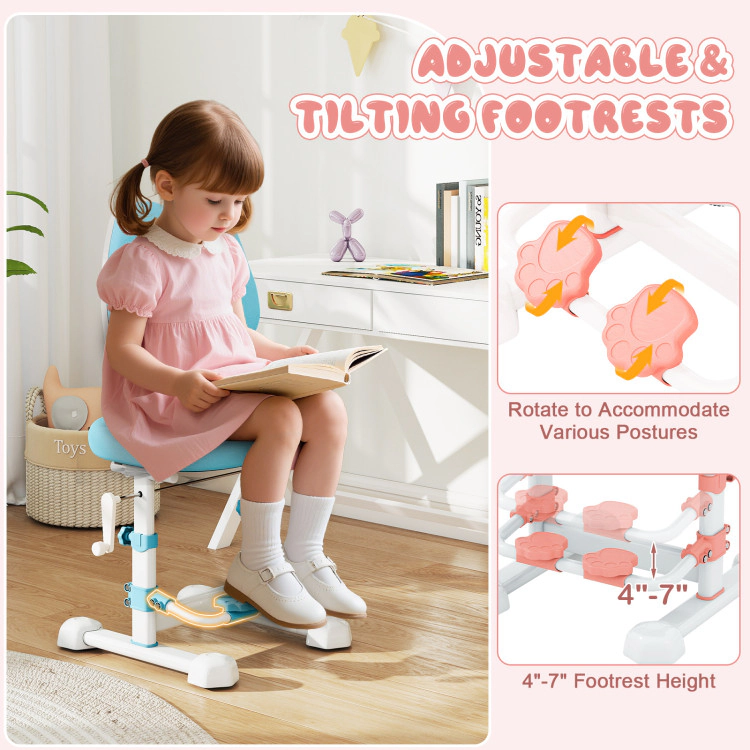 Hivvago Kids Study Chair With Adjustable Double Backrest And Footrest