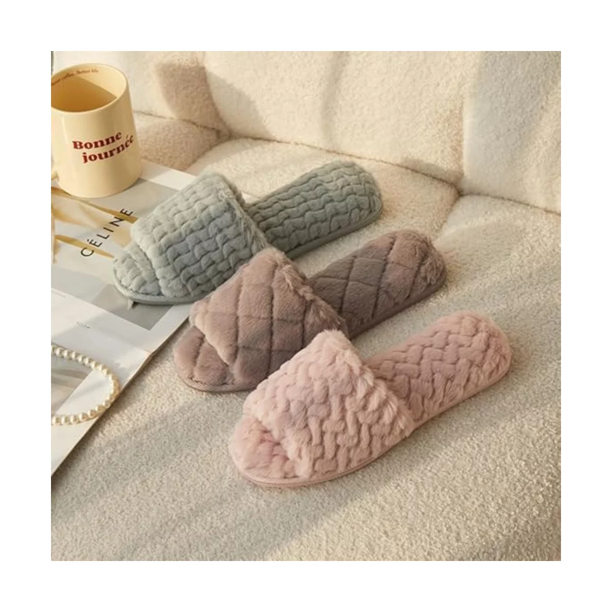 Roxoni Women's Terry Classic Cotton Ballerina Slippers (Pack of 2)