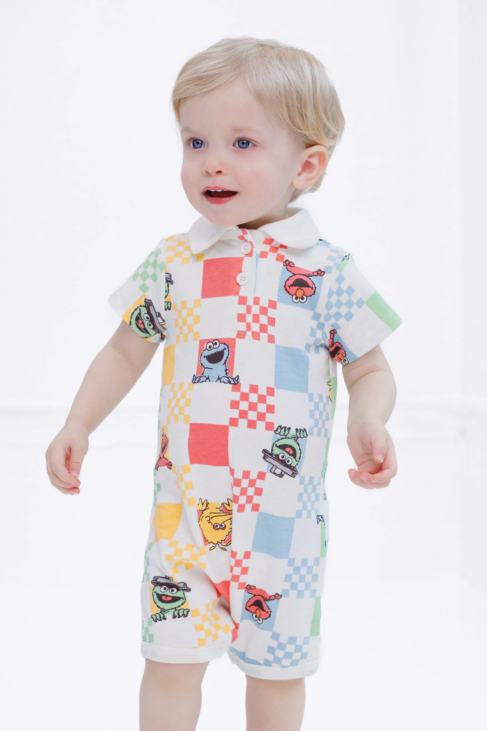 Sesame Street Baby Boys' 2-Pack One Piece Rompers