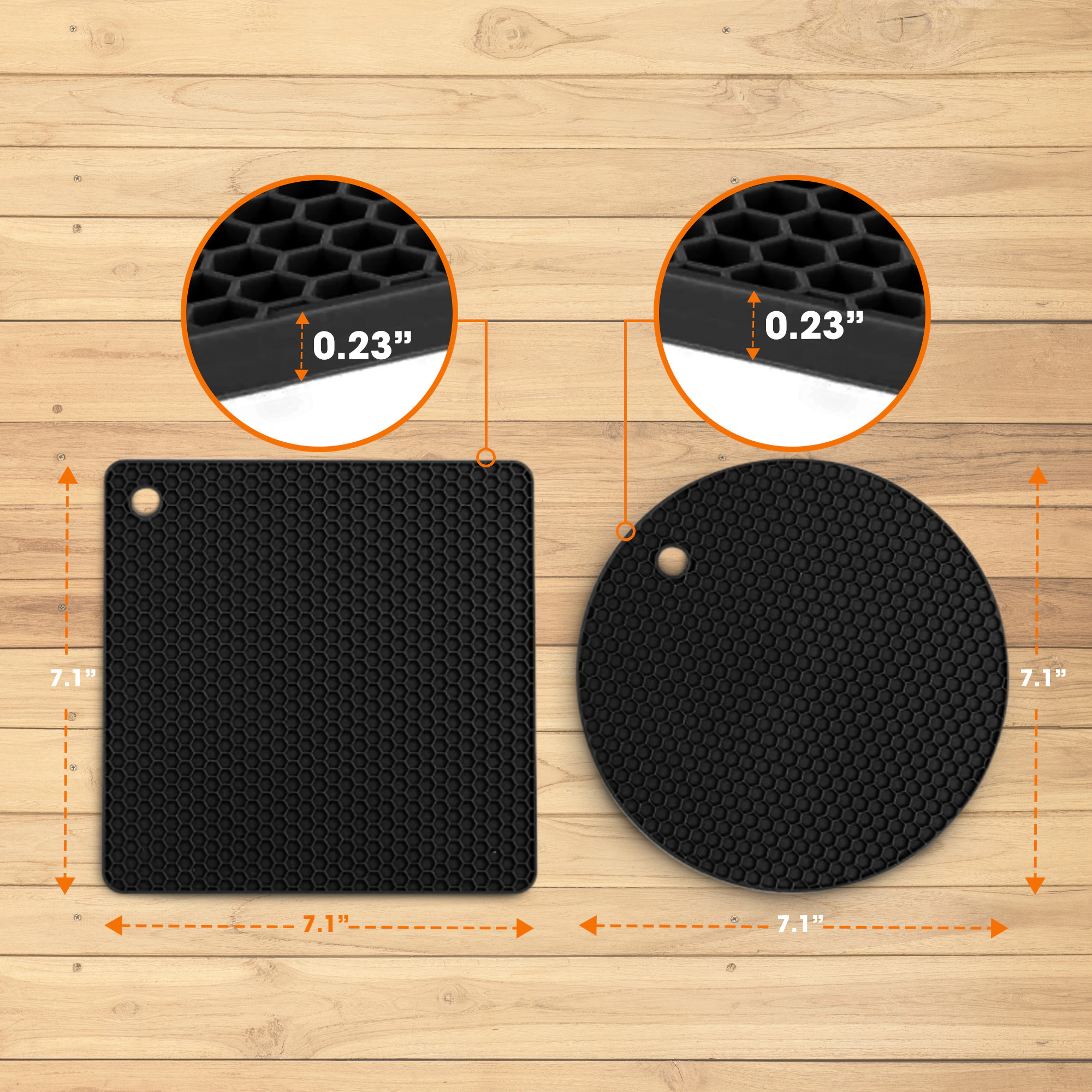 Cheer Collection 4-Pack Heat-Resistant Silicone Trivets with Non-Slip Honeycomb Texture