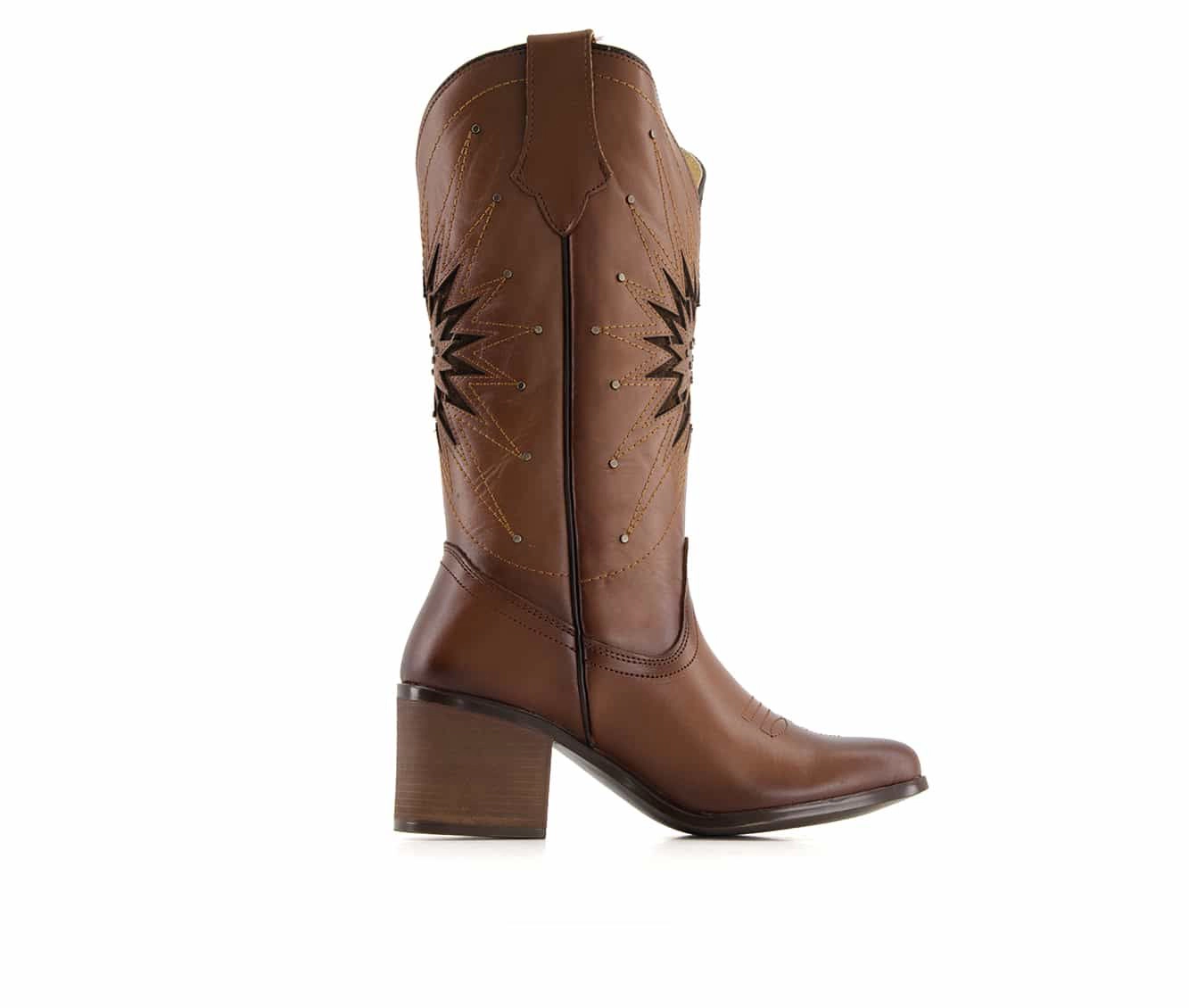 Forastero Womens Genuine Leather Western Boots -, Block Heel