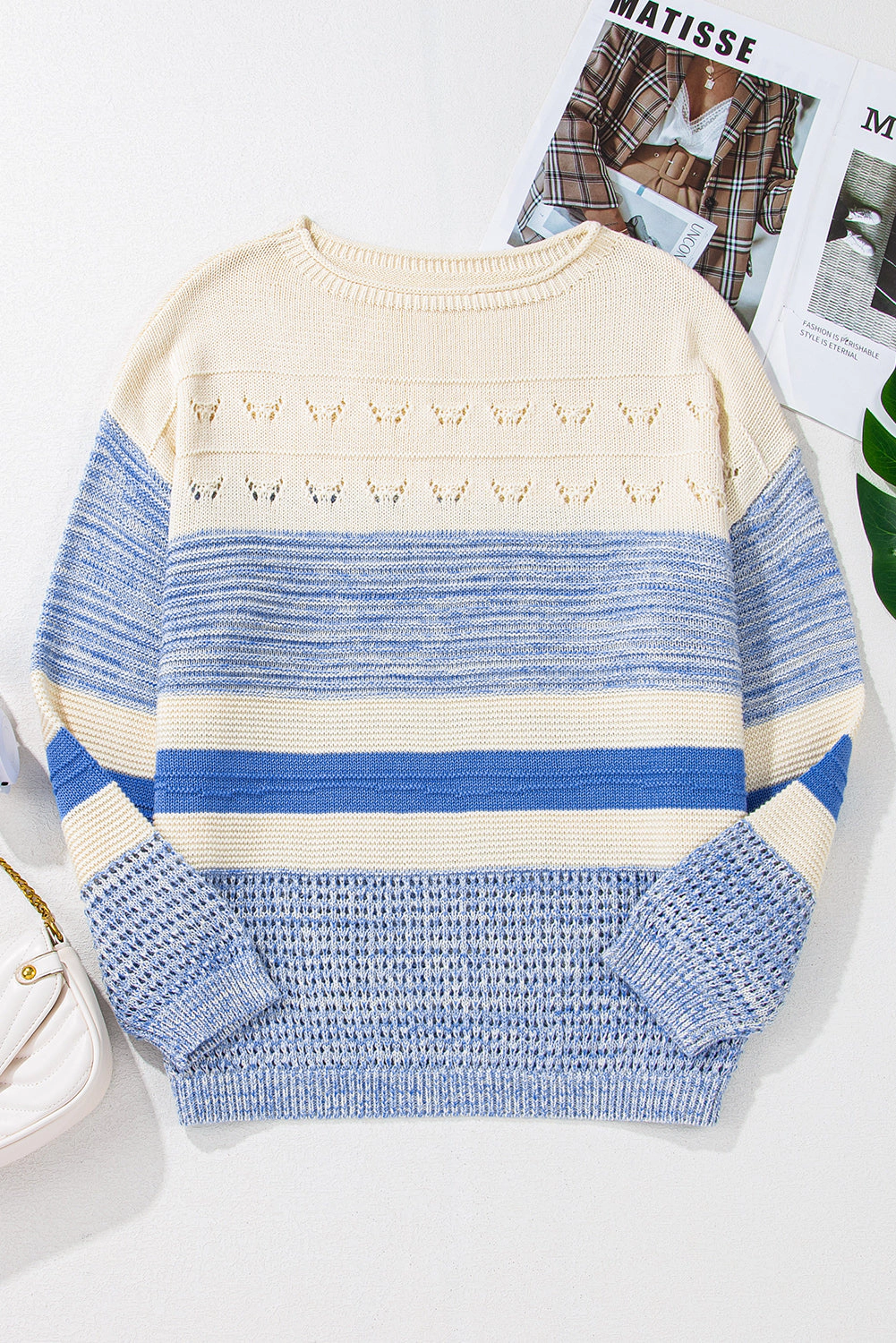 Threaded Pear Women's Sophia Stitch Puff Sleeve Sweater
