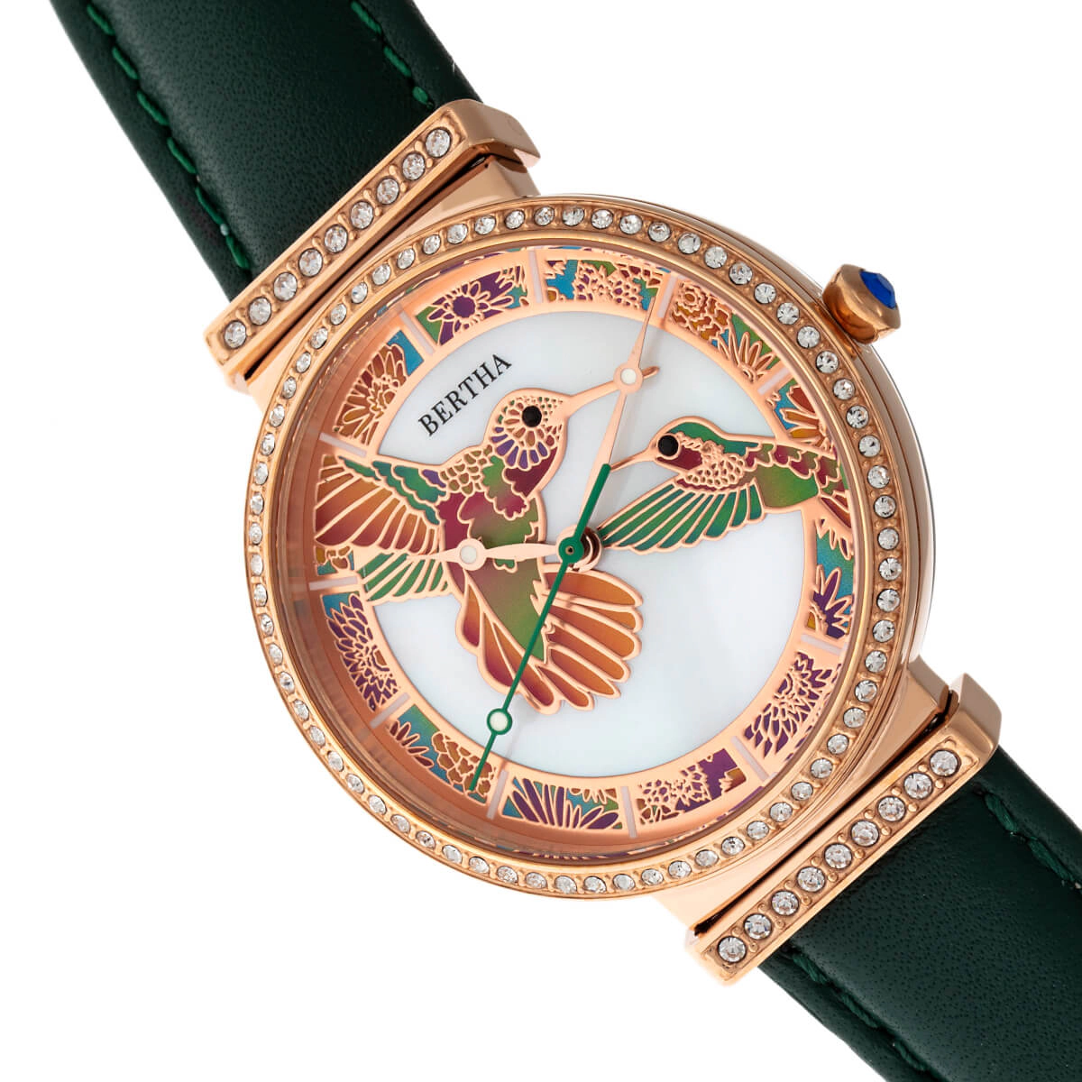 Bertha Emily Mother-Of-Pearl Leather-Band Watch