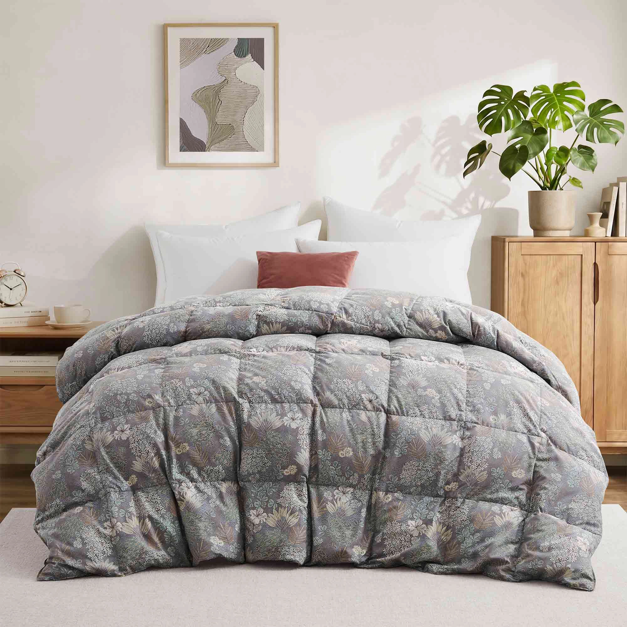 PEACENEST Printed Feather Fiber Comforter Soft Touch All Season Bedding Insert