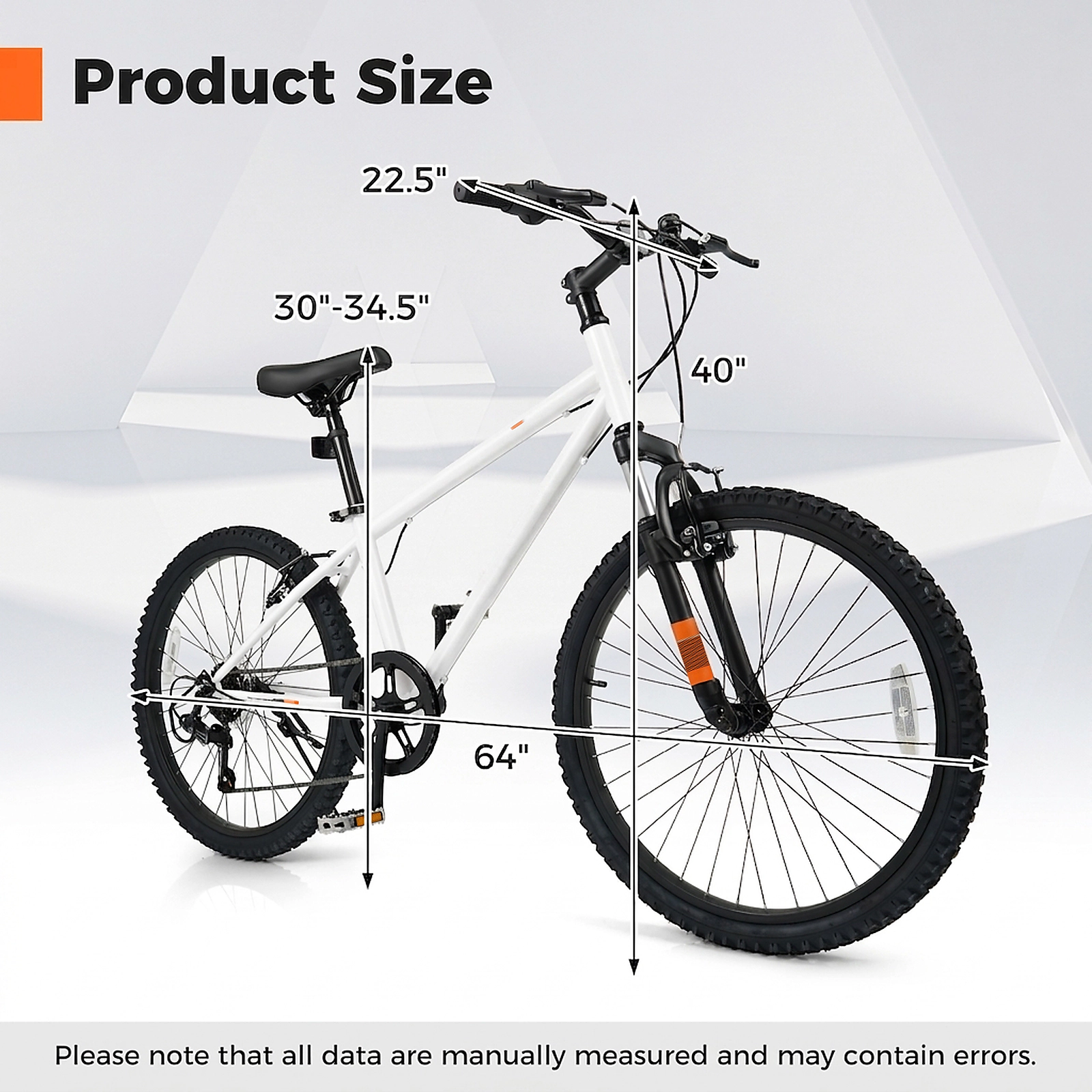 24-in Kids Mountain Bike 6-Speed Boys/Girls Bicycle Front Suspension Fork Dual V-Brakes Adjustable Seat Bell Ages 8+