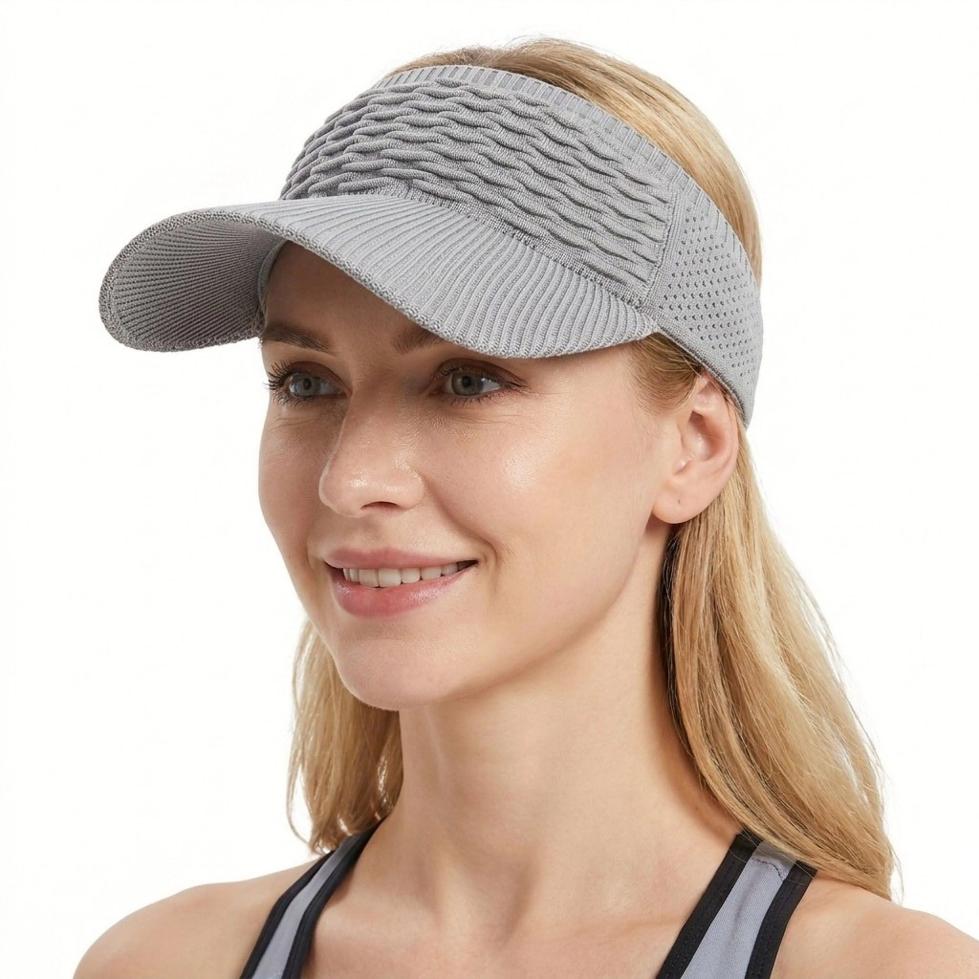 Anna-Kaci Women's Knit Visor Hat Breathable Stretch Sun Cap Lightweight Athletic