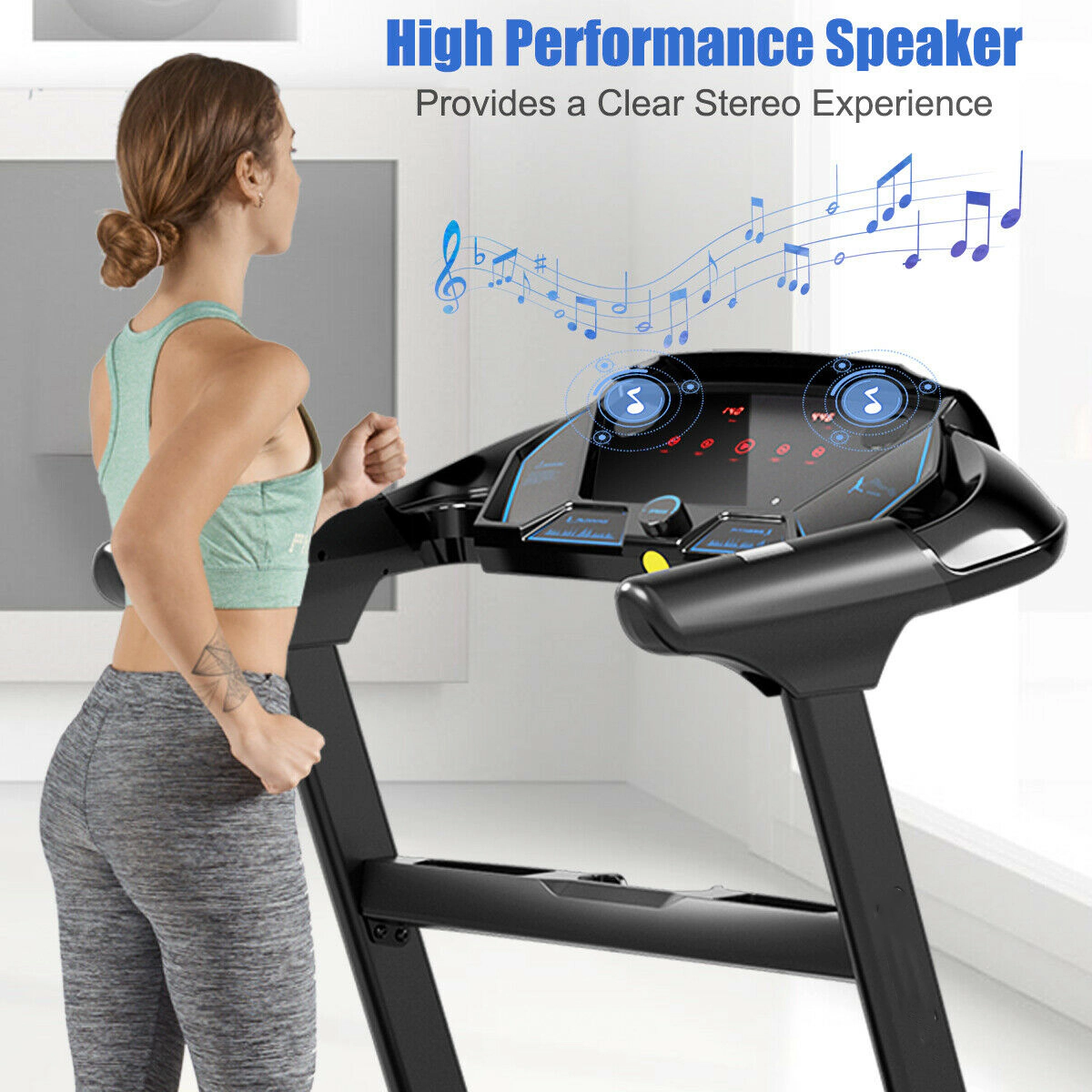 SUGIFT 2.25-HP 265-lb Capacity Folding Treadmill with Bluetooth Speaker LED Touch Display and APP Control