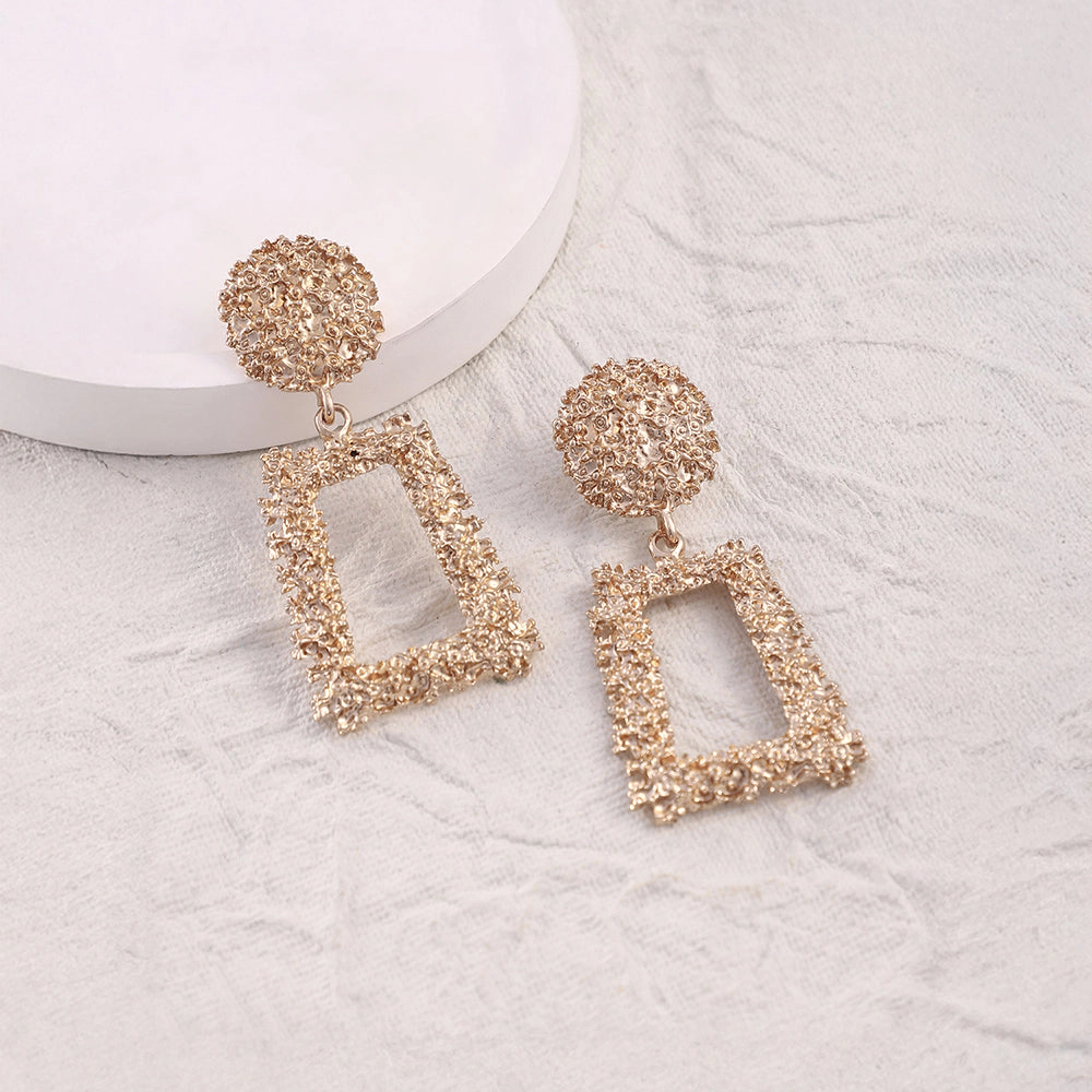 SOHI Women's The Corroded-Quad Drop Earrings - California Gold