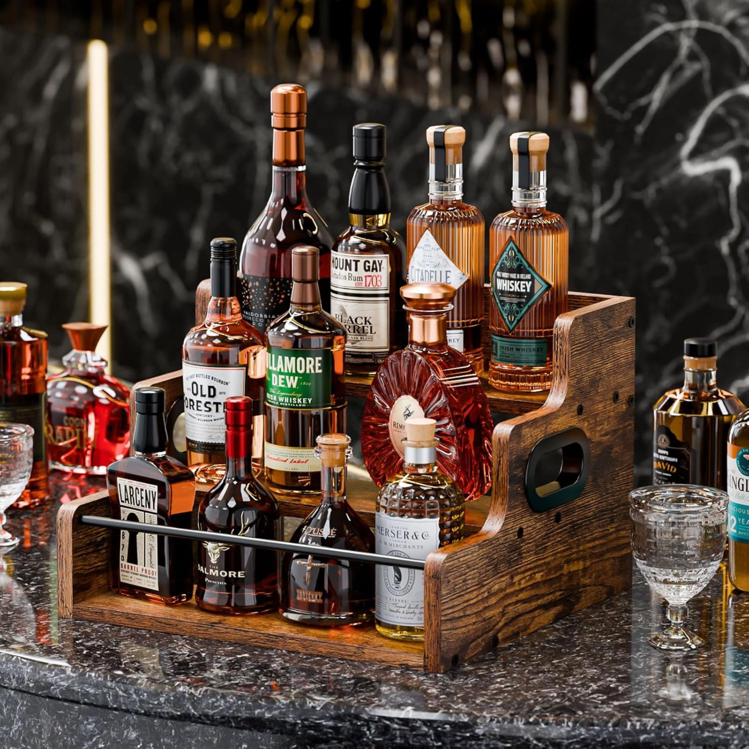 Stock Preferred 3 Step Countertop Liquor Bottle and Coffee Syrup Display Rack