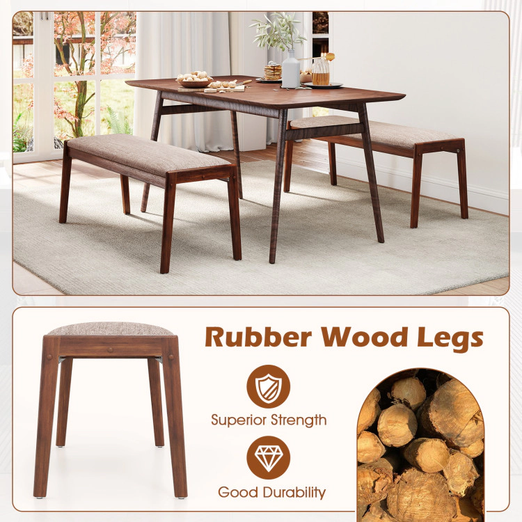 Hivvago 45 Inch Farmhouse Backless Bench with Rubber Wood Legs and Fabric Padded Seat-Beige