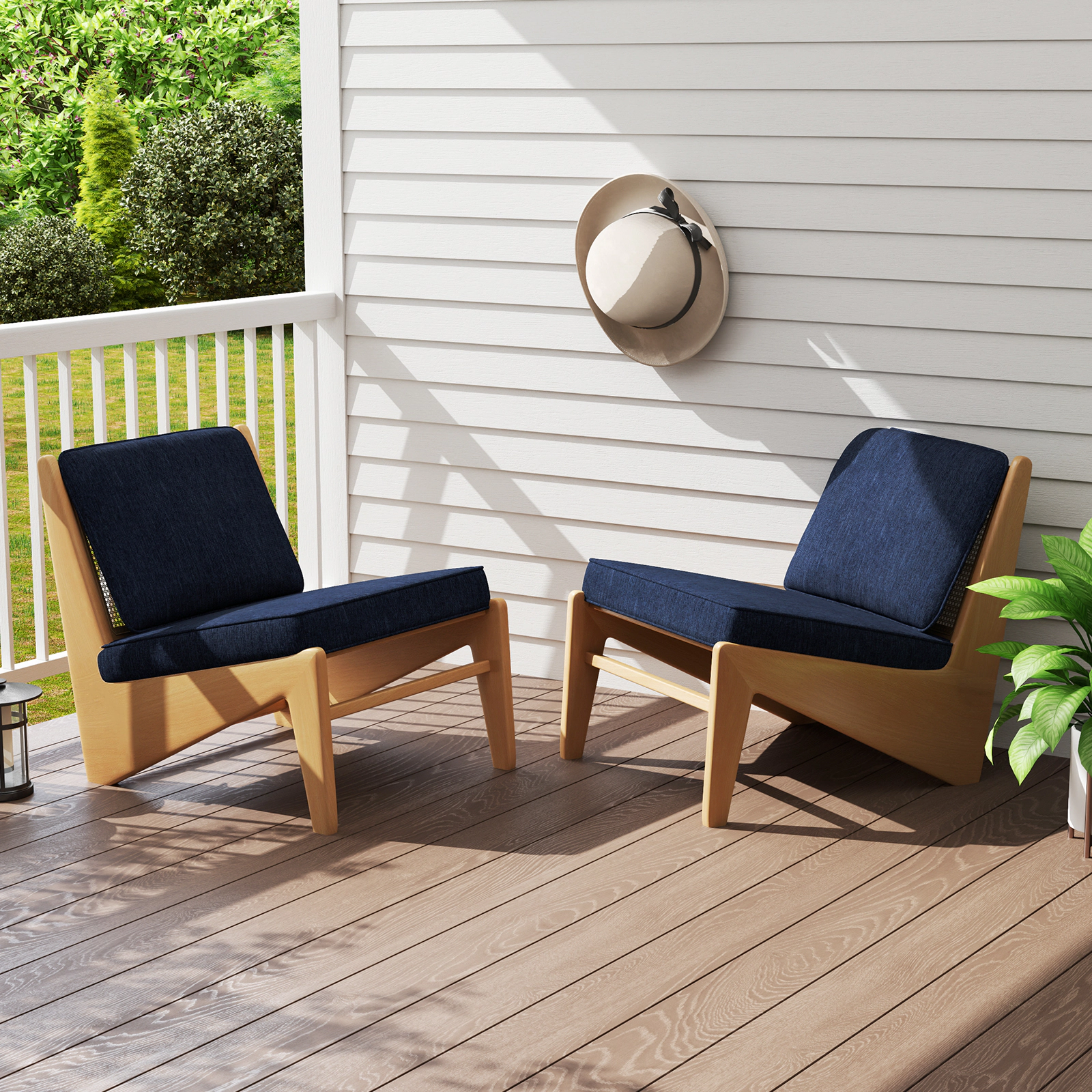 LJG 2-Pack Outdoor Patio Cushion Set with Removable Covers