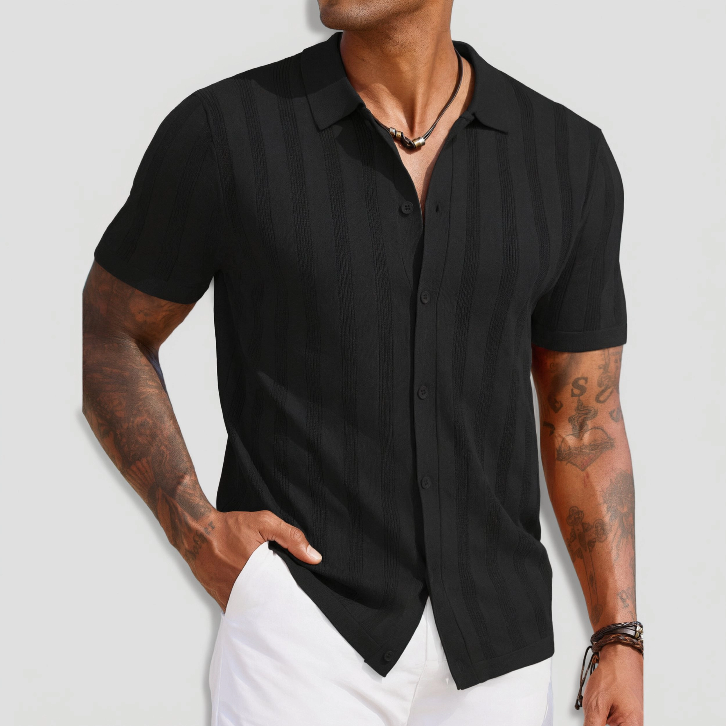 COOFANDY Men's Regular Fit Short Sleeve Knit Camp Shirt