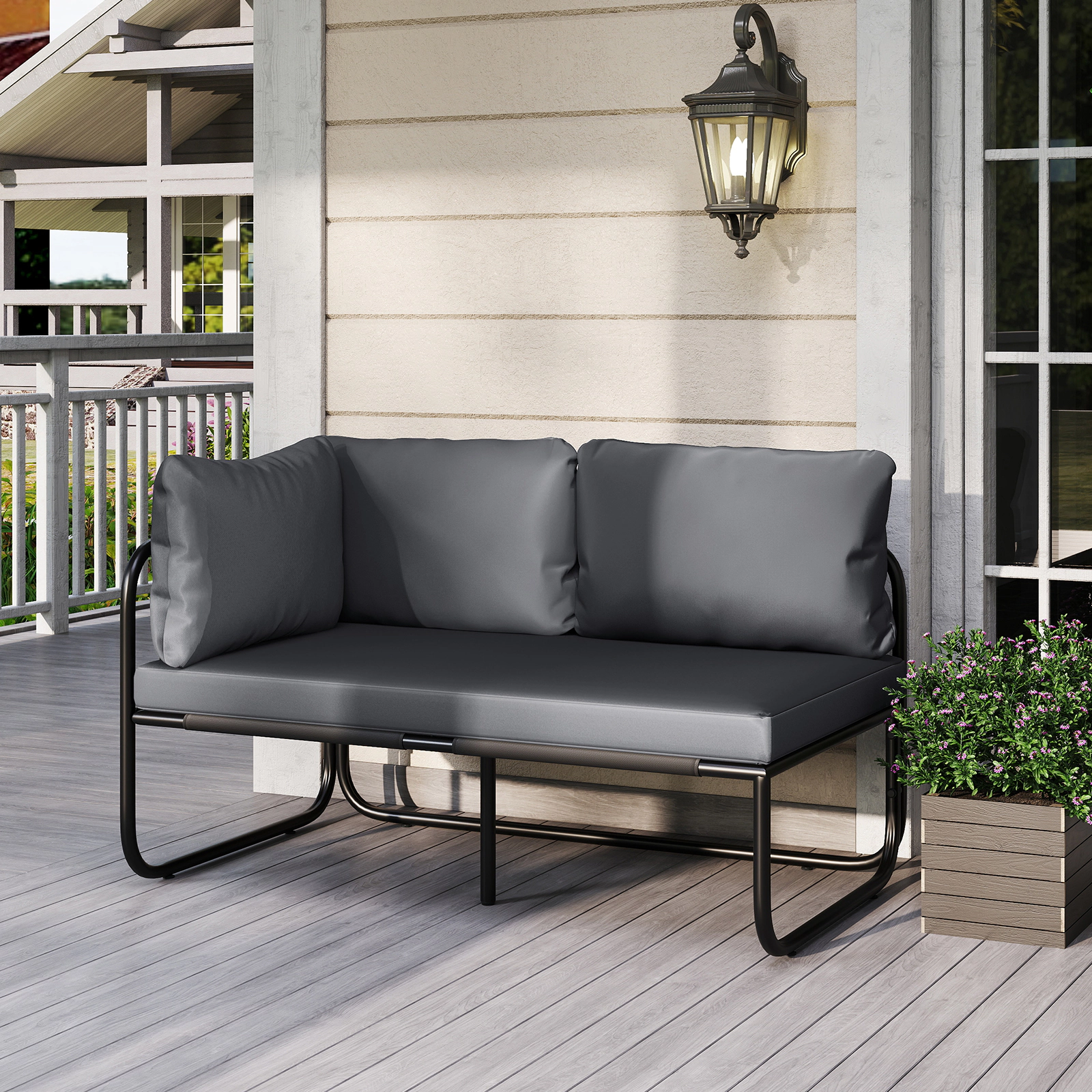 LJG Patio Loveseat Sofa Couch with Removable Pillows and Seat Cushion