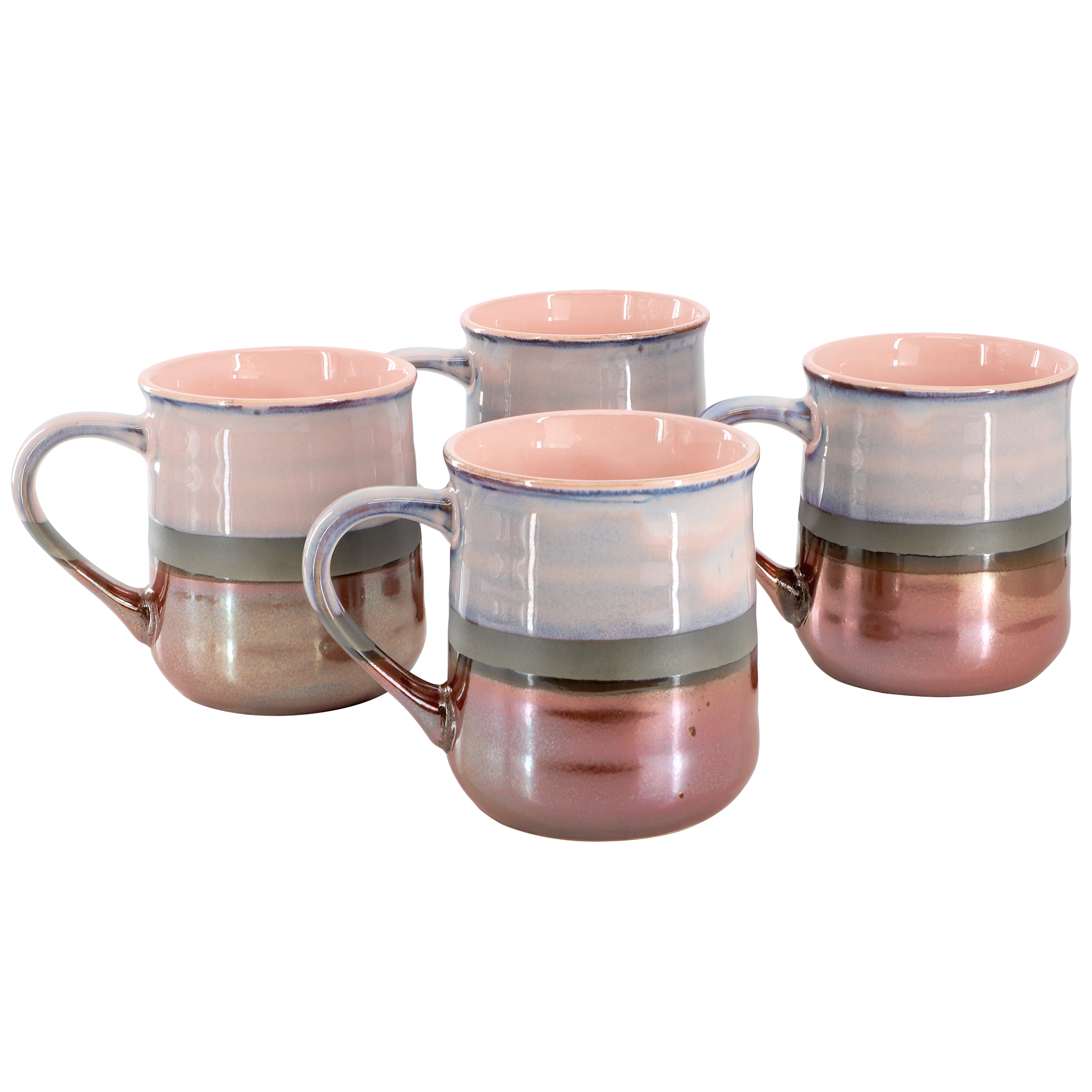 Gibson Home Copper Tonal 4 Piece 18 Ounce Stoneware Cup Set in Mauve