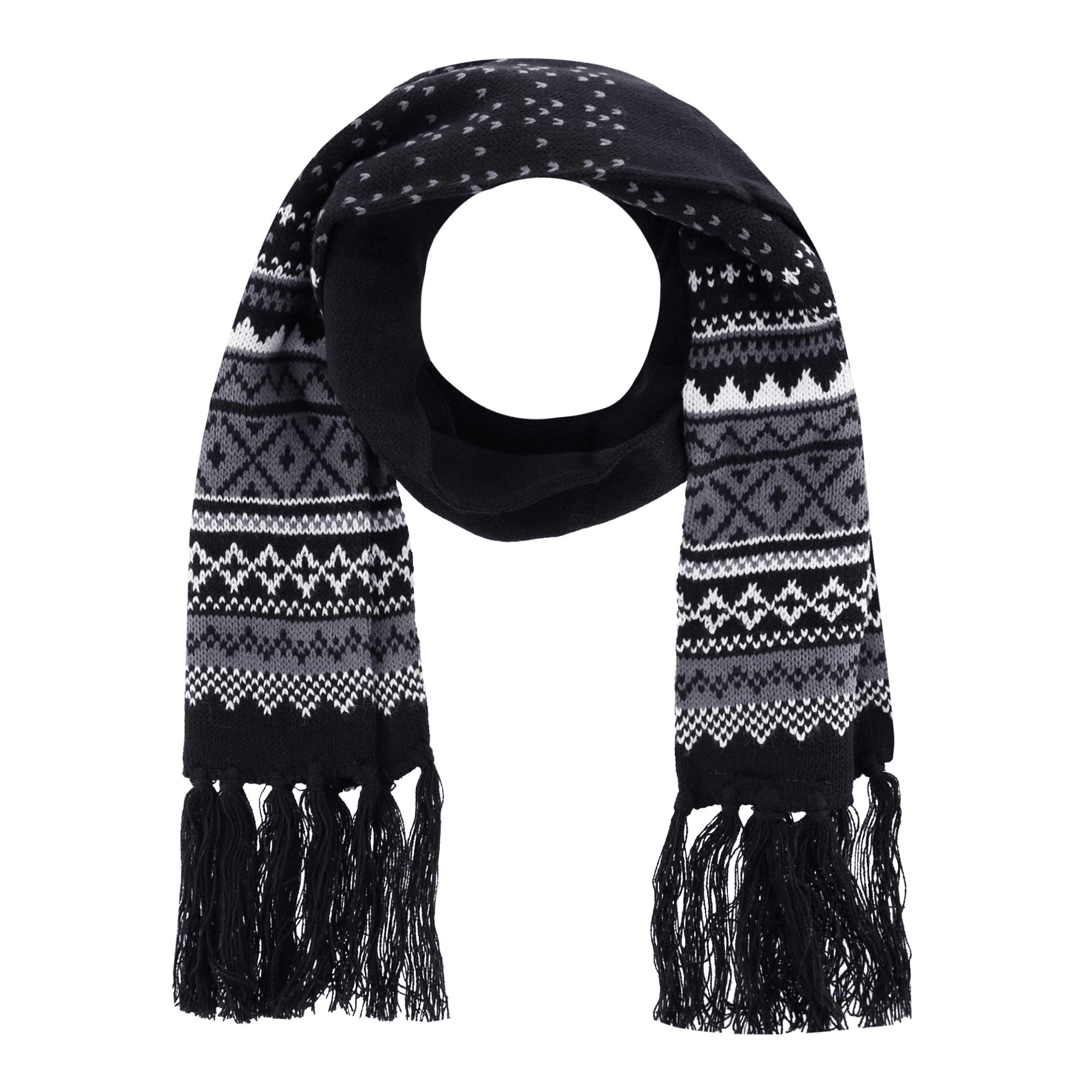 CTM Men's Heavy Knit Winter Pattern Scarf