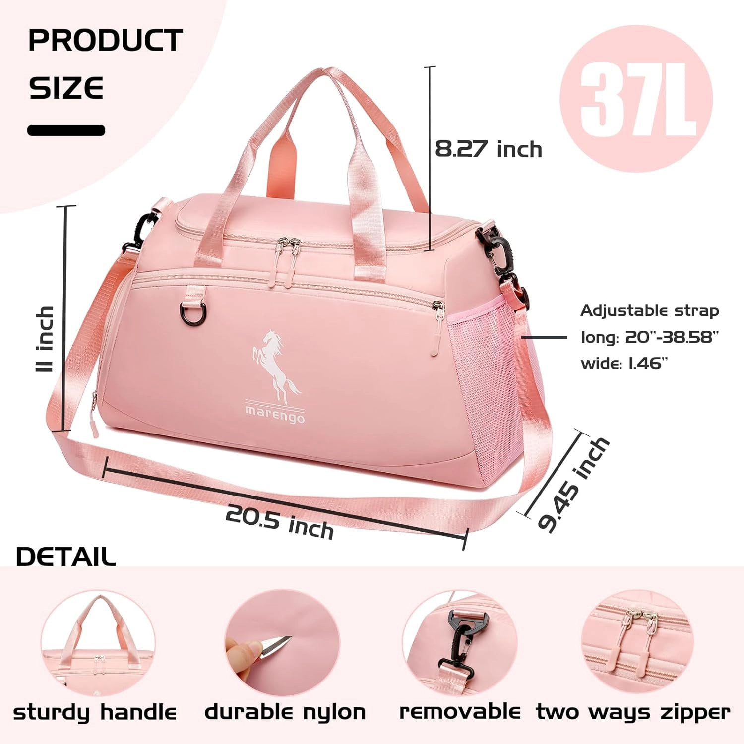 GBruno Waterproof 37L Gym Duffle Bag With Shoe Compartment