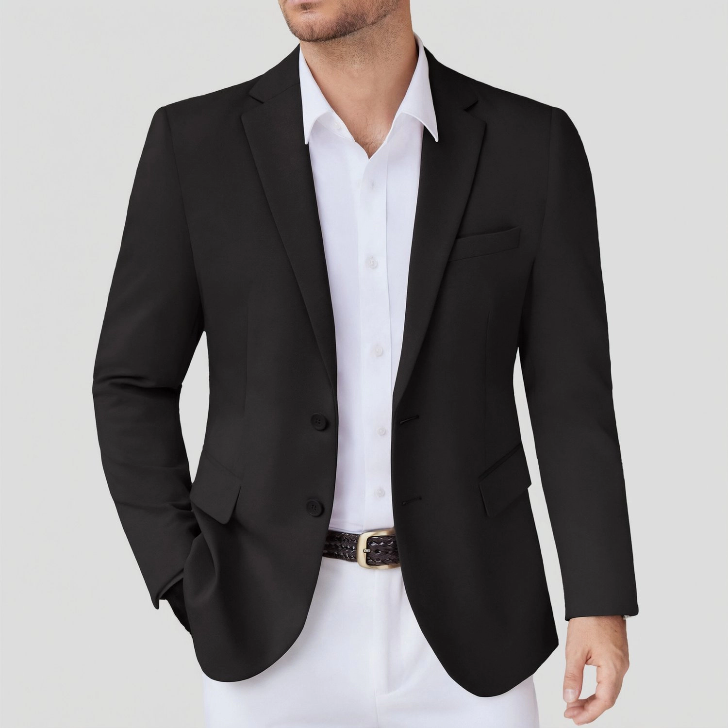 COOFANDY Mens Khaki Blazer Notched Lapel Two Button Long Sleeve Casual Sport Coat